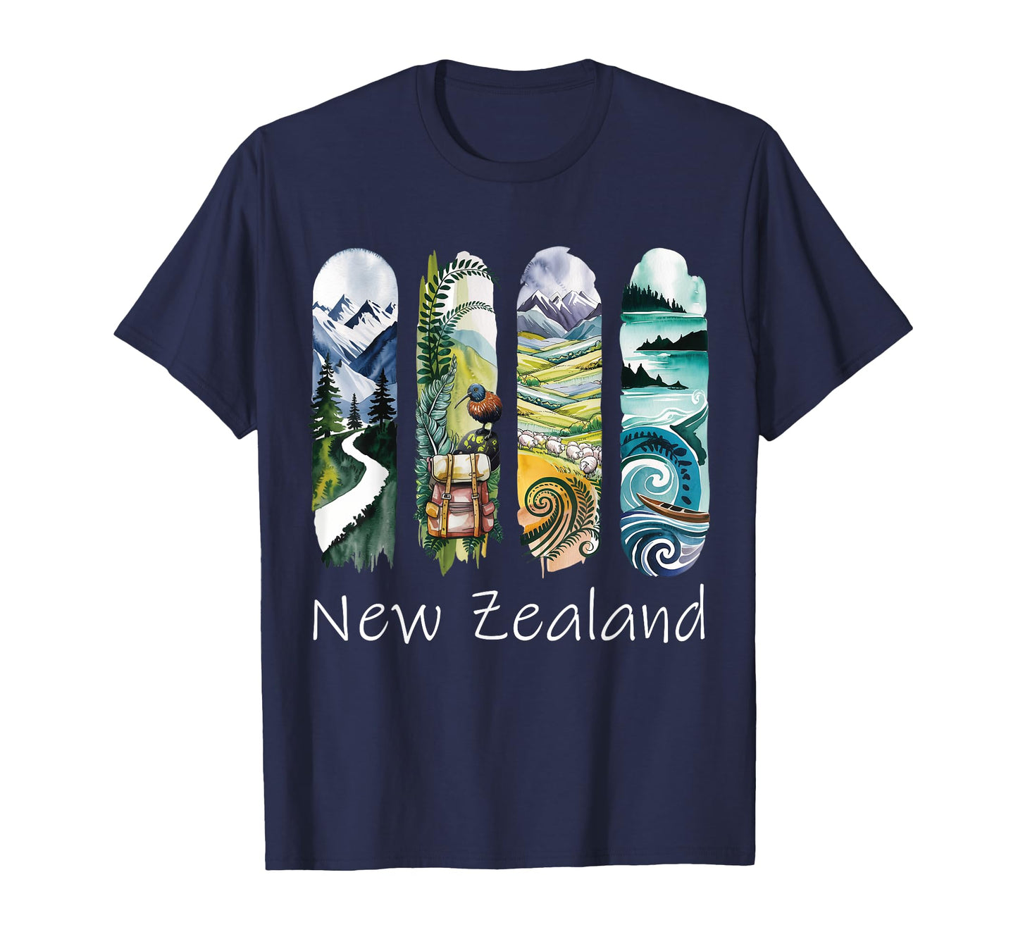 New Zealand Brushstroke Kiwi Vacation Souvenir New Zealand T-Shirt