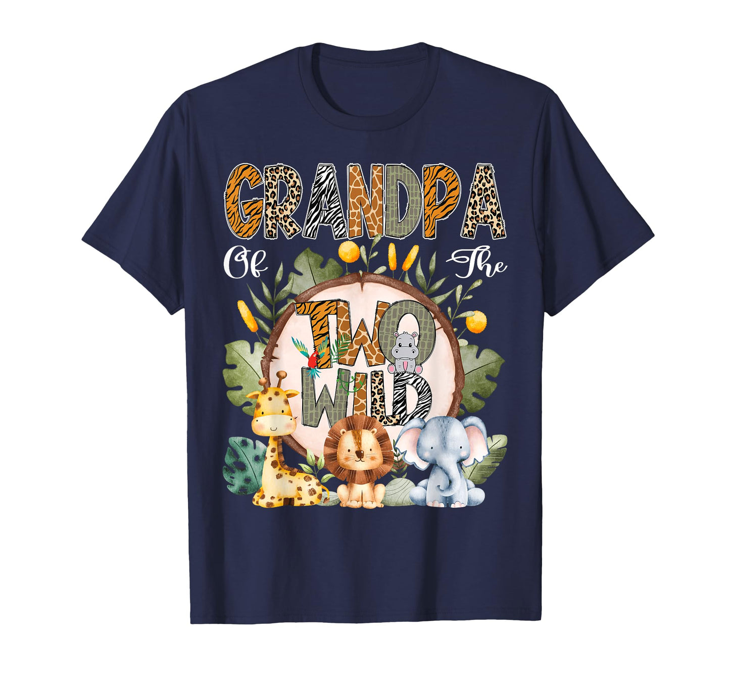 Grandpa Of The Two Wild Animal Safari 2Nd Birthday Party T-Shirt