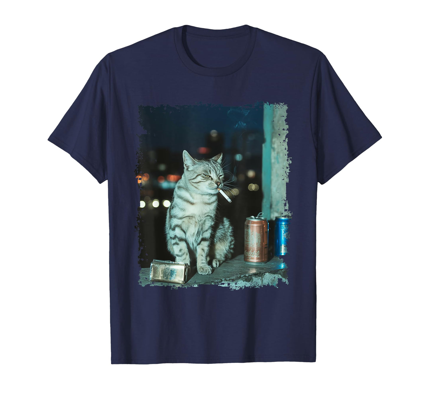 Cigarette Kitten Funny Smoking Cat Meme Stupid Brainrot T-Shirt