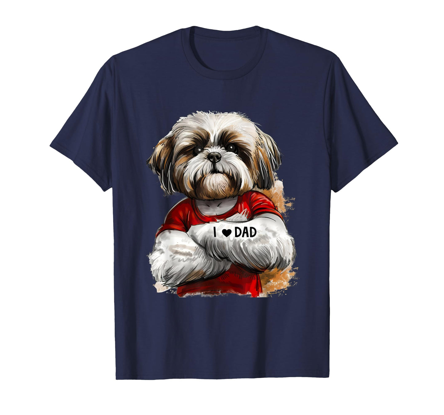 I Love Dad Tattoo Shih Tzu Dad Funny Father's Day T-Shirt
