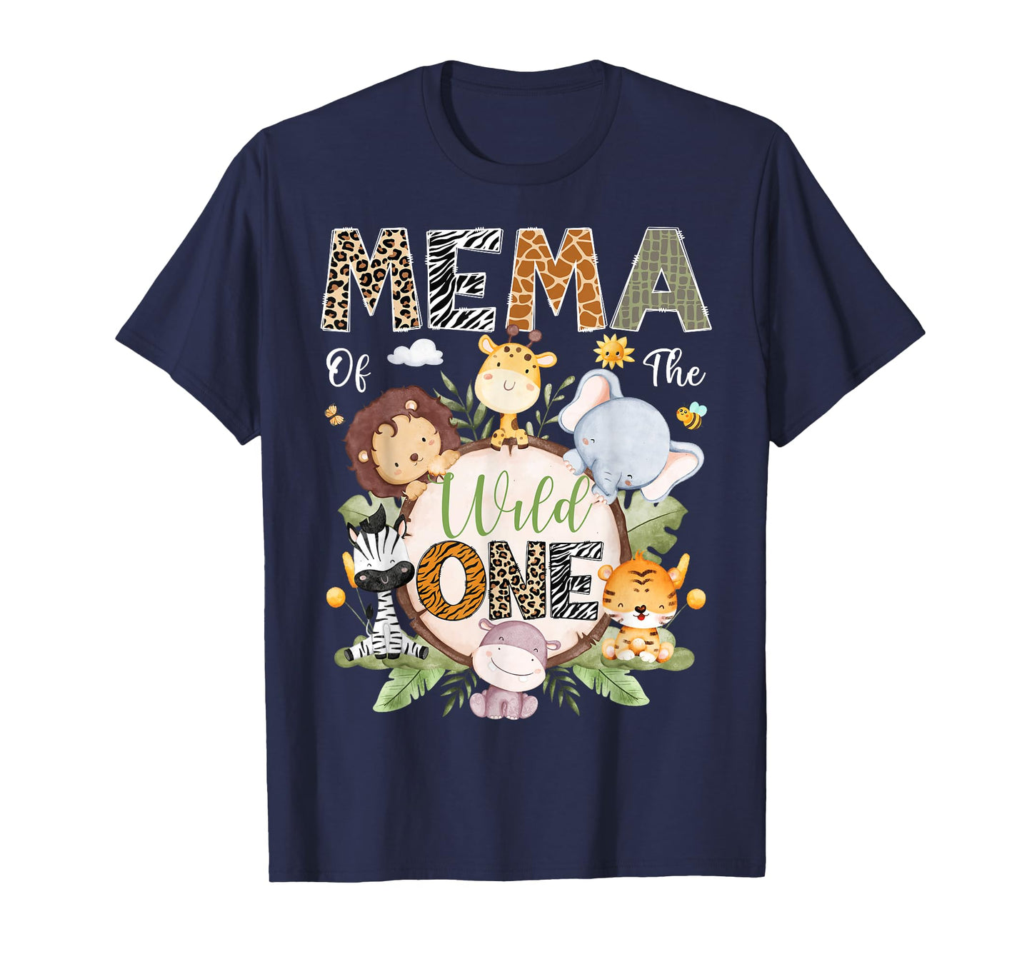 Mema of The Wild One 1St Birthday Jungle Safari Animals T-Shirt