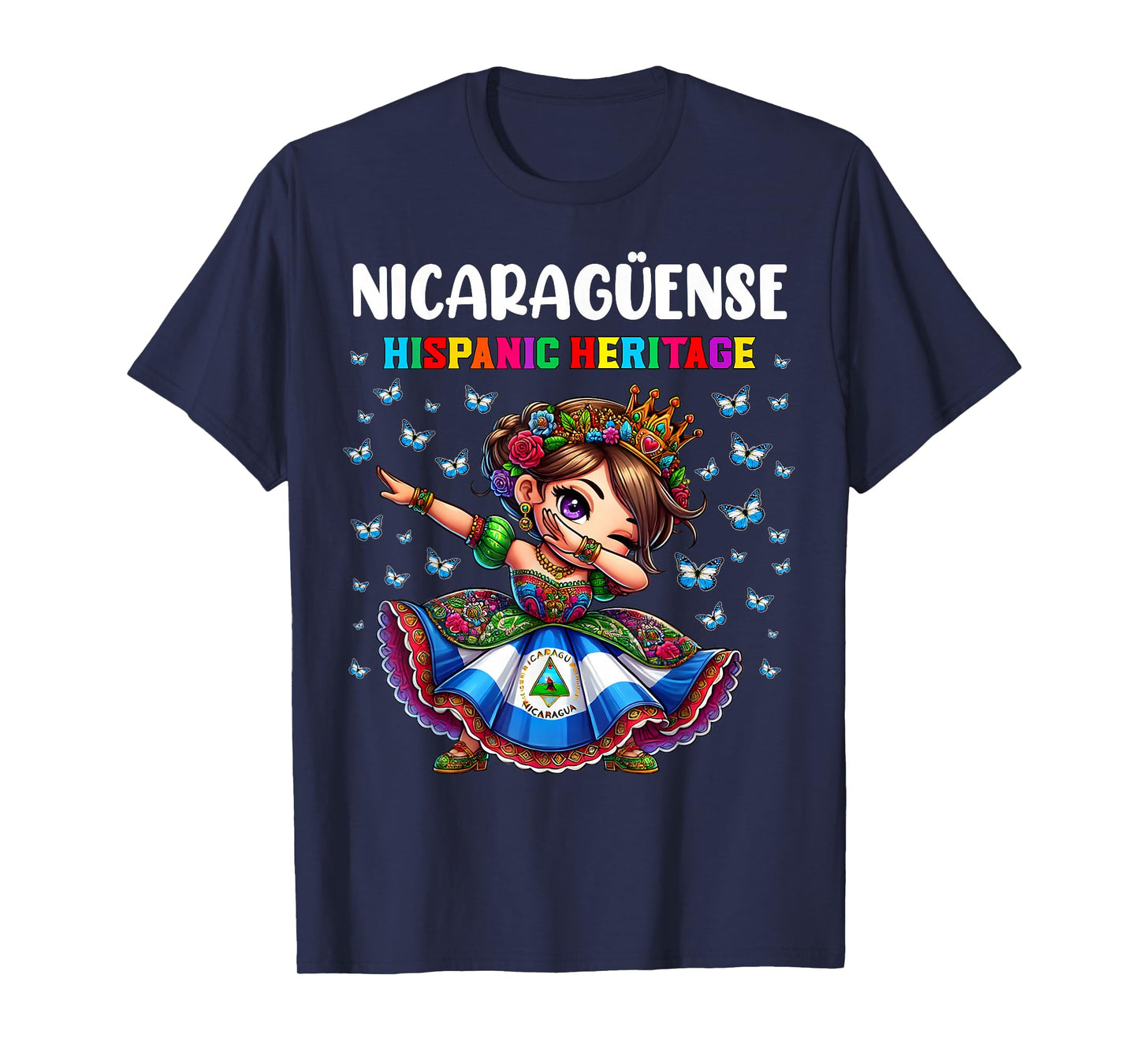 Nicaragua Hispanic Heritage Month Celebration girls kids T-Shirt