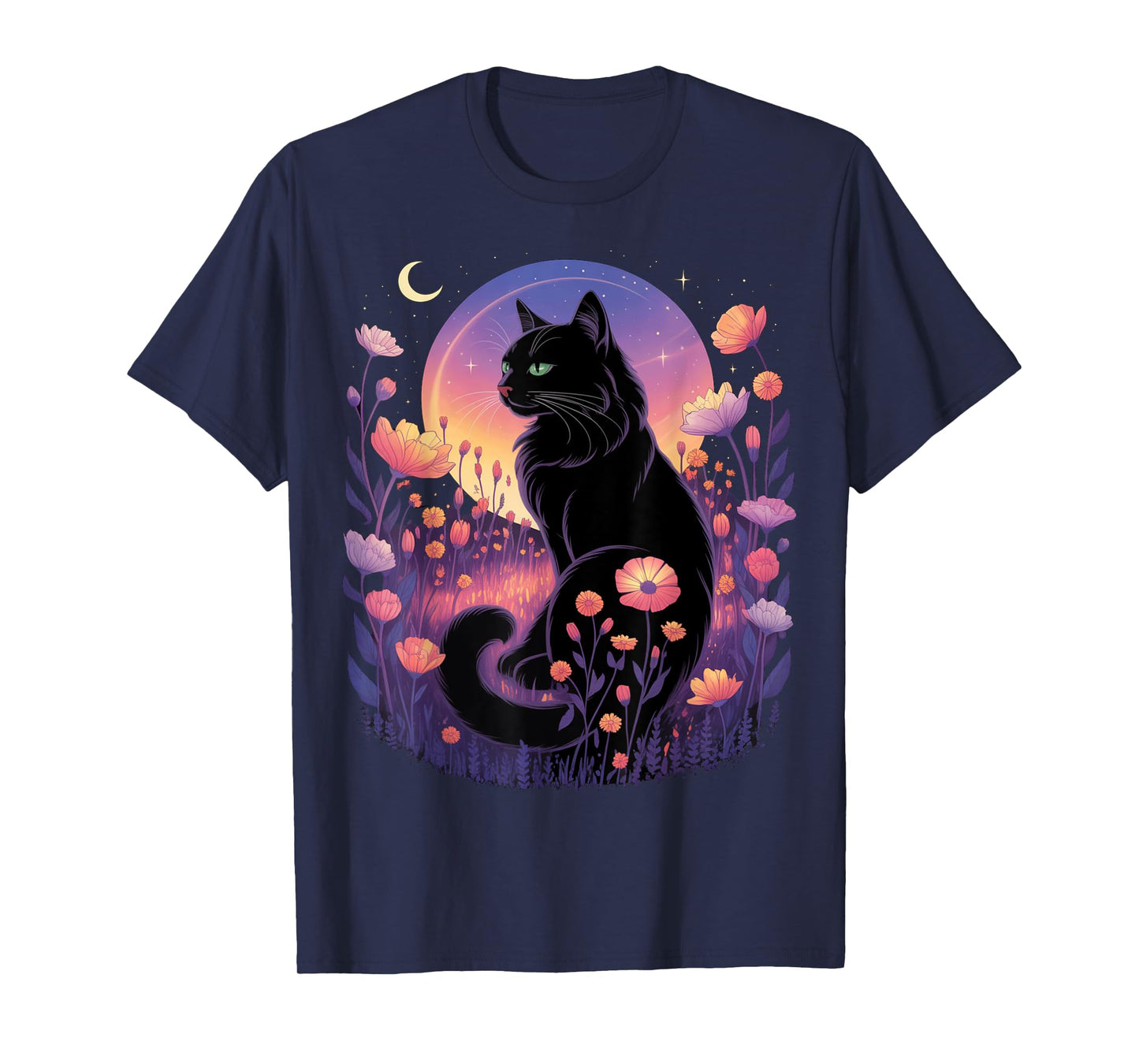 Halloween Black Cat Costume Mystical Cat Lover Womens Girls T-Shirt