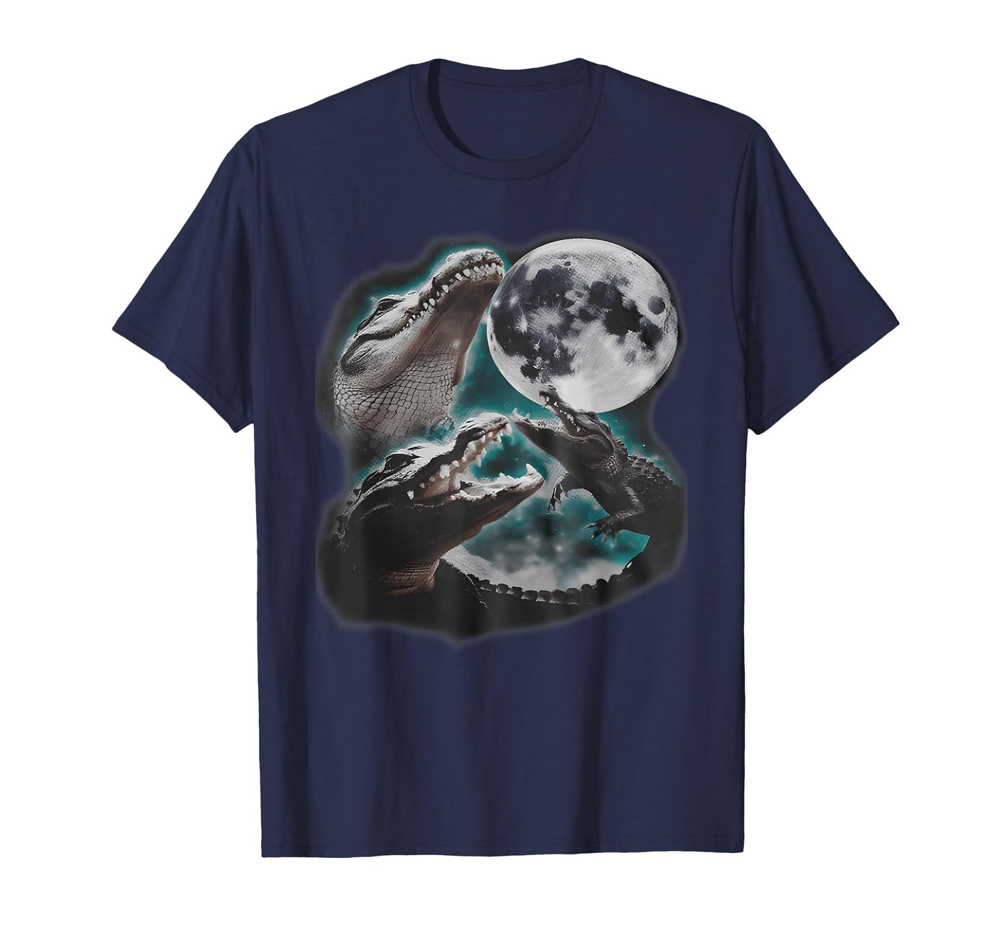Three Weirdcore Crocodile At Moon Funny 90s Alligator T-Shirt