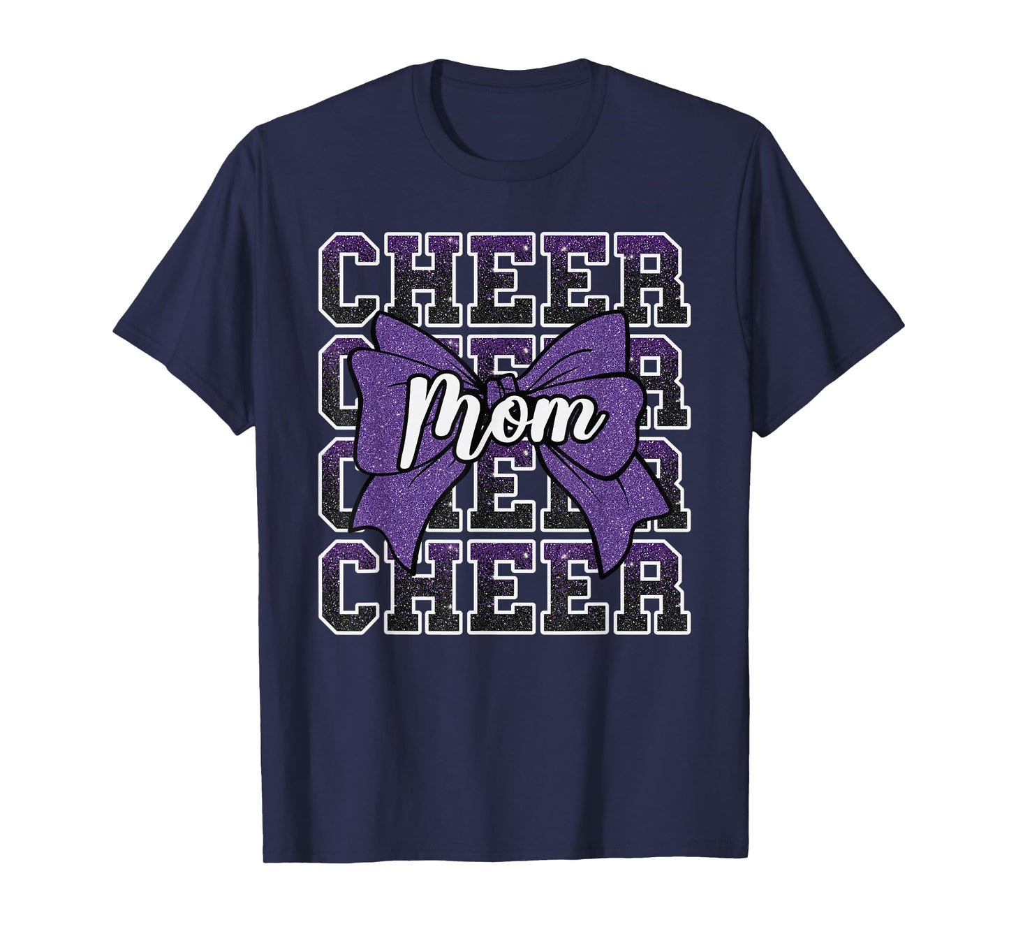Cheer Mom Mama Bow Sport Cheerleader Cheerleading Purple T-Shirt