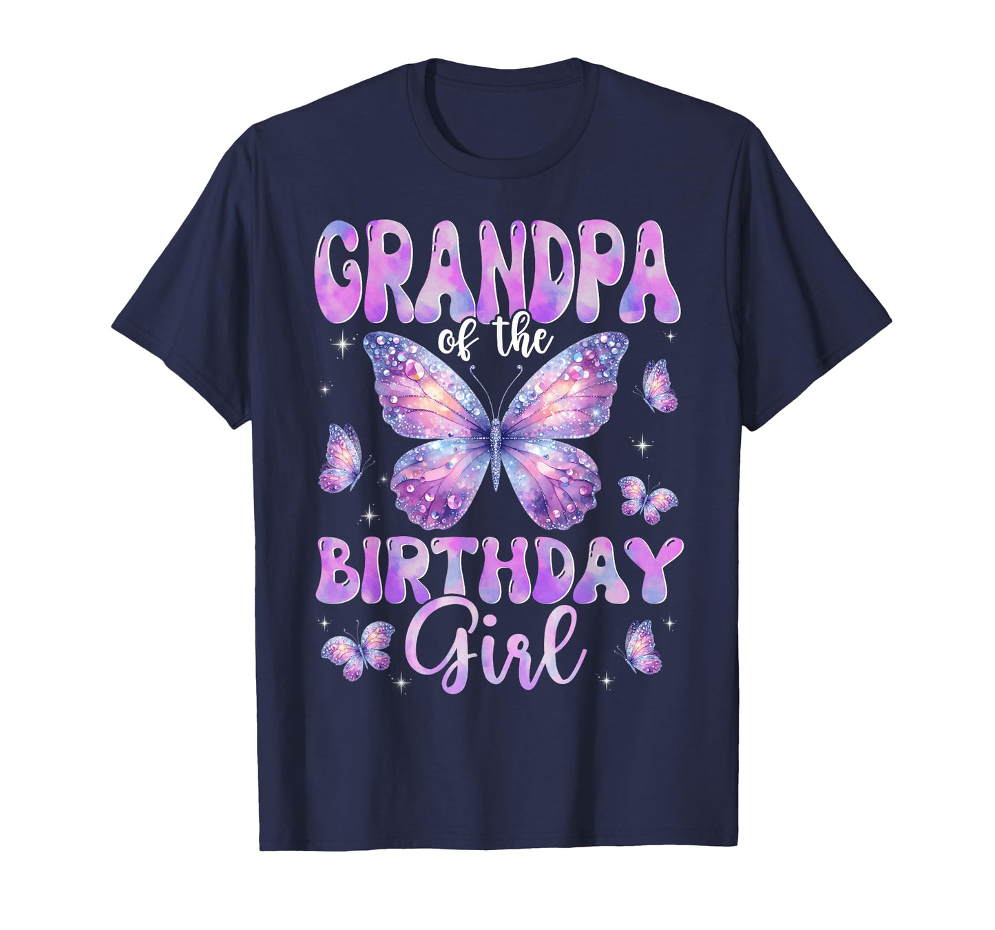Grandpa Of The Birthday Girl Butterfly Family Matching T-Shirt