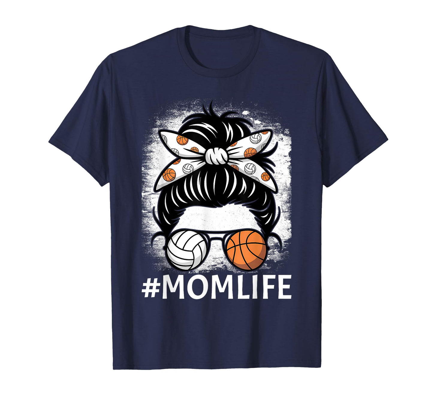 Dy Mom Life Volleyball Basketball Mothers Day Messy Bun T-Shirt
