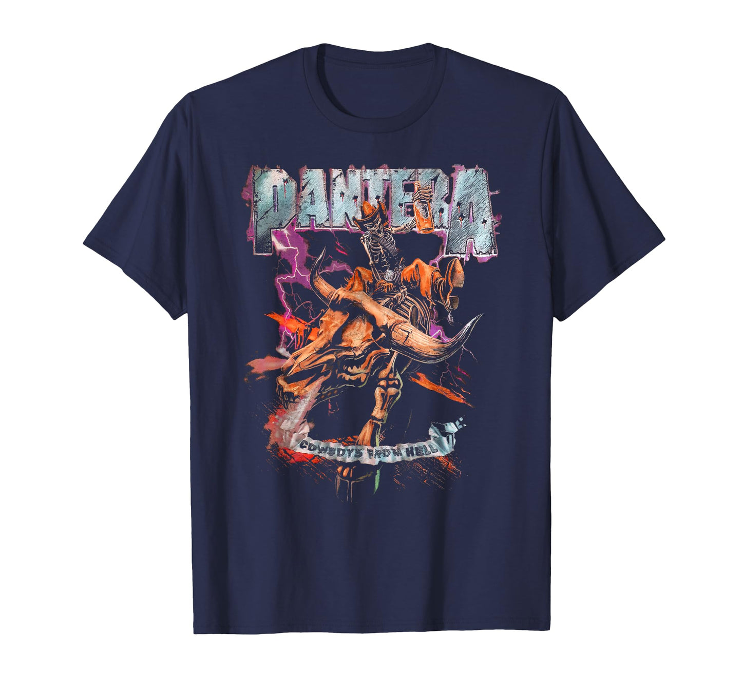 Pantera Official Cowboys From Hell Riding Skeleton Short Sleeve T-Shirt