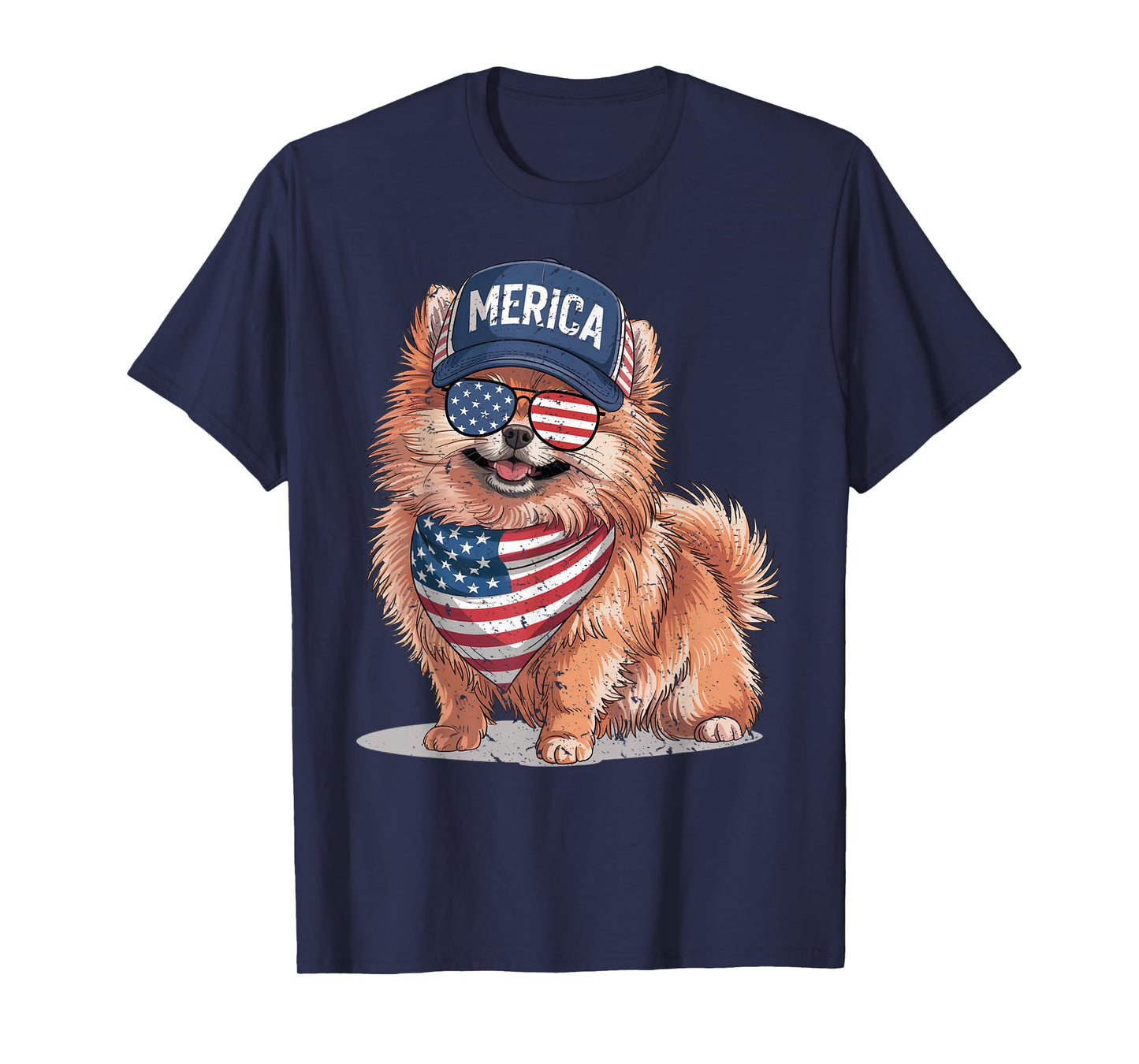 Pomeranian 4th of July US American Flag Pom Dog Patriotic T-Shirt for Men Women Kids
