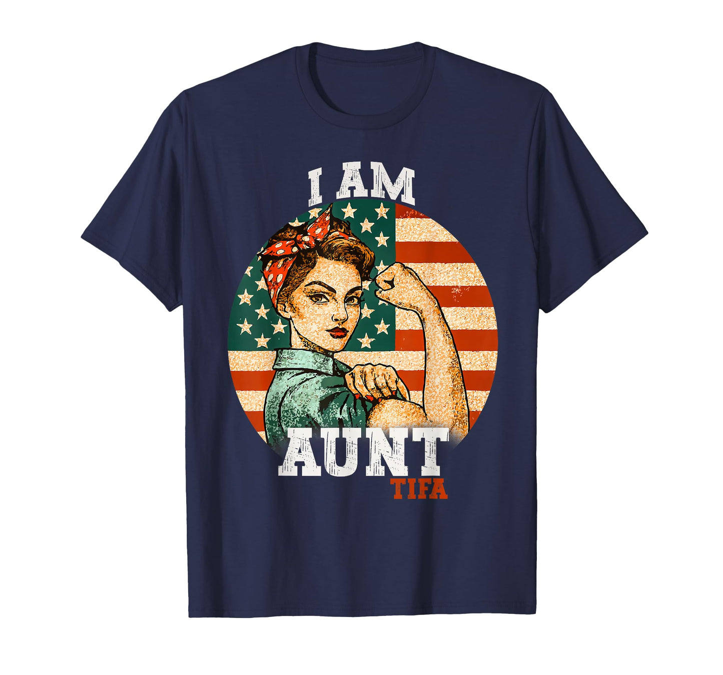Vintage I Am Aunt Tifa Woman's Girl America Flag Design T-Shirt