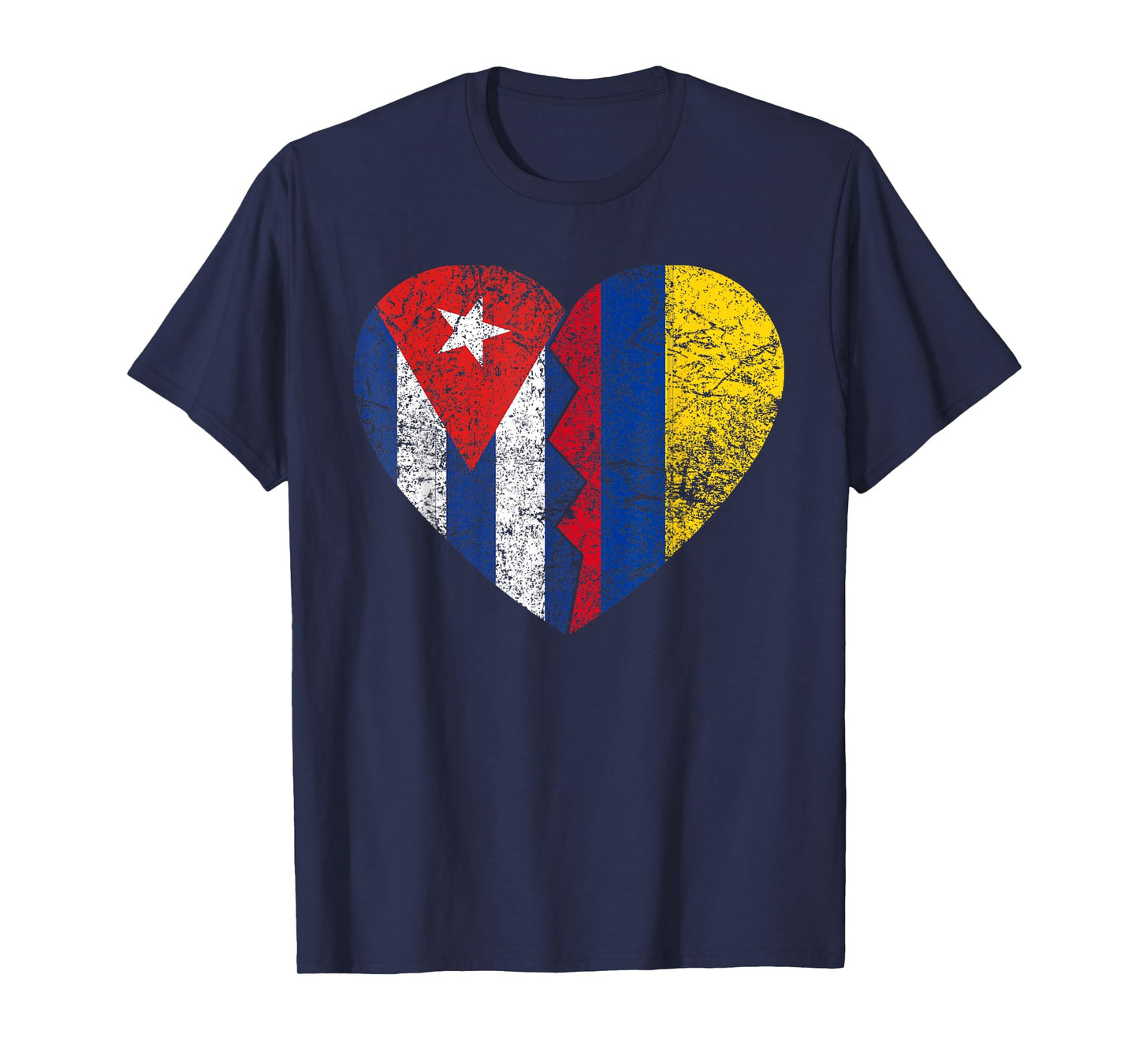 Colombian Cuban Flags Heart | Cuba Colombia Roots Vintage T-Shirt