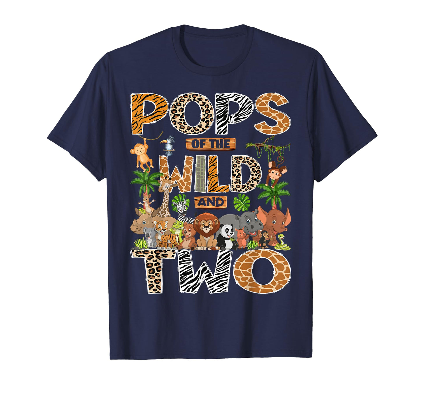 Pops Of The Wild & Two 2Nd Birthday Boy Safari Jungle T-Shirt