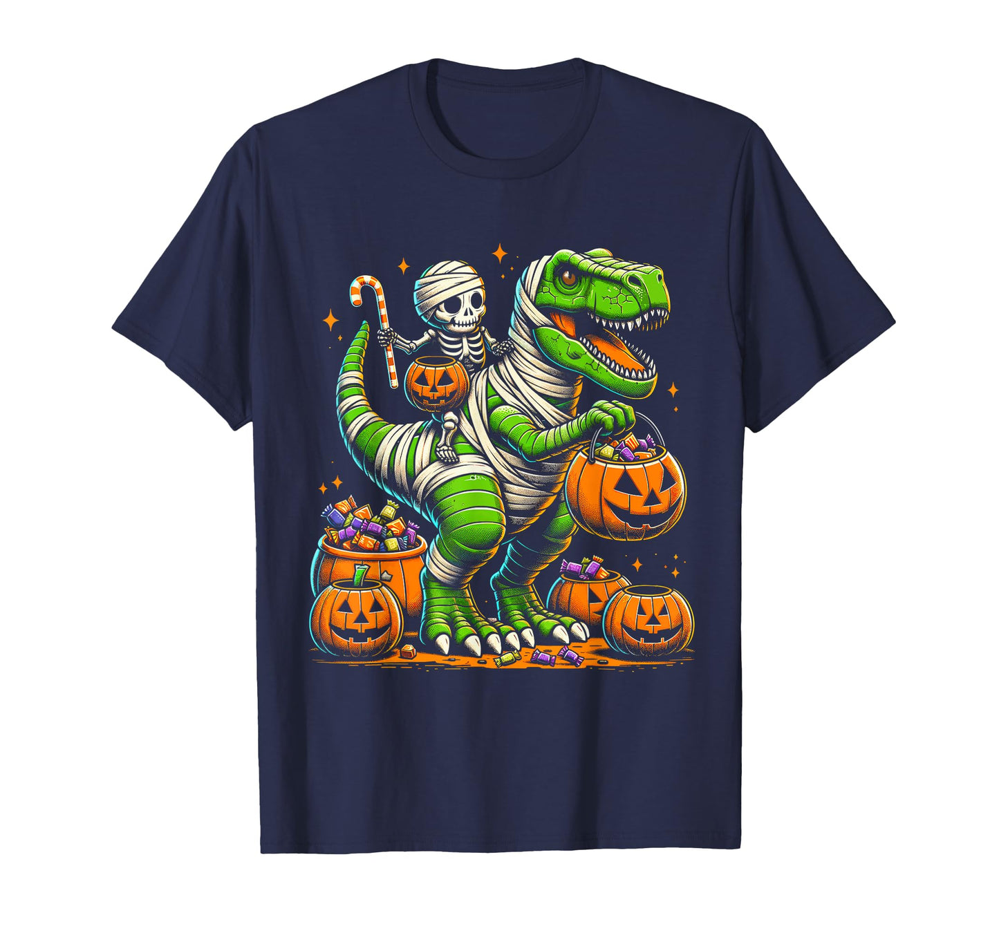 Halloween Funny T Rex Dinosaur Mummy Boys Trick Treat T-Shirt