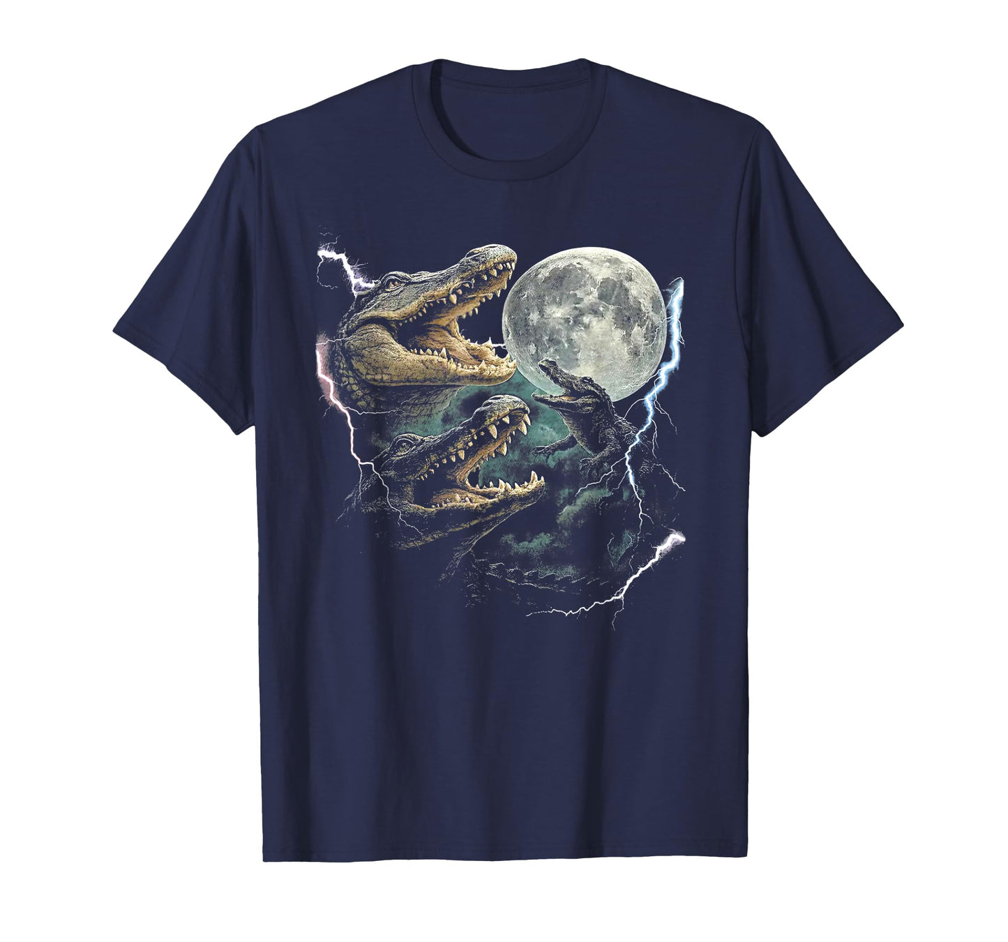 Three Weirdcore Crocodile At Moon Funny 90s Alligator T-Shirt
