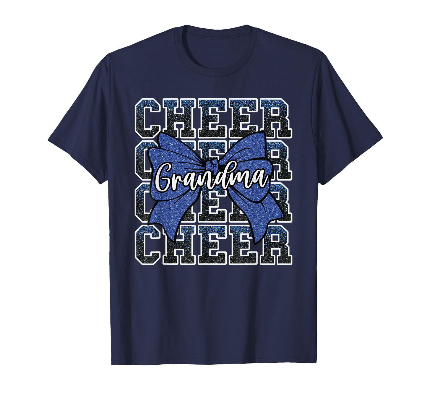 Cheer Grandma Bow Sport Cheerleader Cheerleading Blue T-Shirt