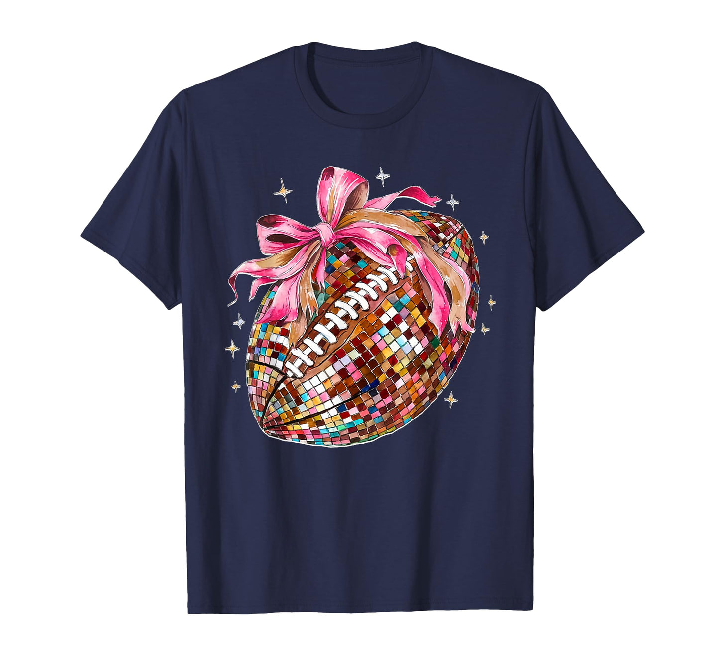 Coquette Bow Disco Funny Football Game Day Touchdown Season T-Shirt