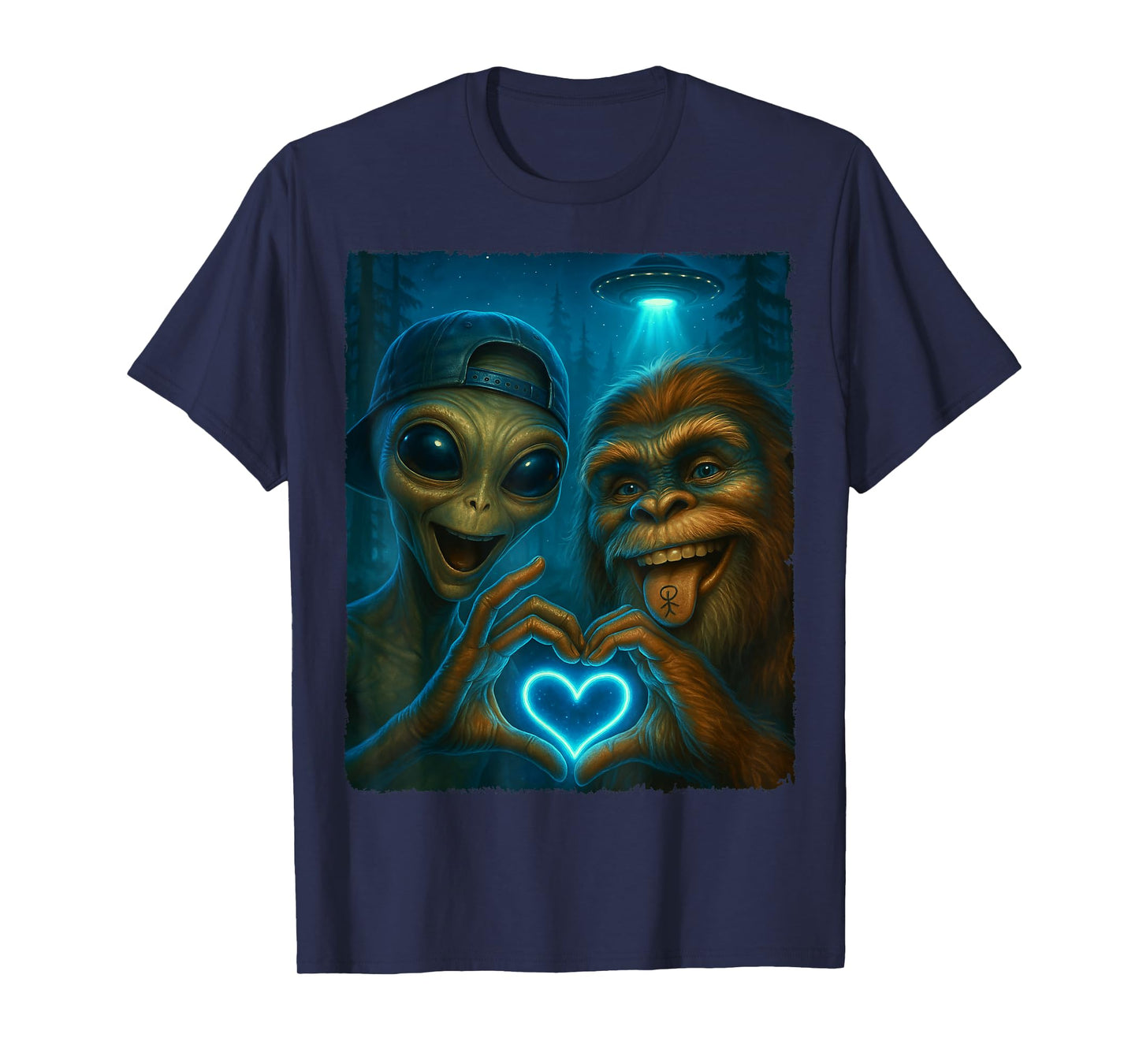 Bigfoot Alien UFO Sasquatch Love Funny Gifts Men Women Kid T-Shirt