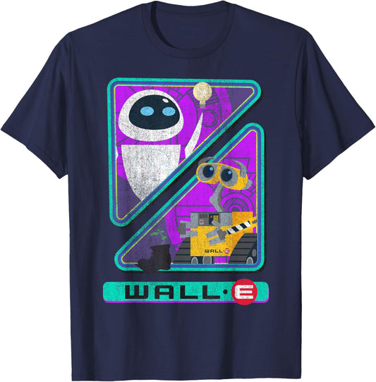 Disney Pixar WALL-E Retro Distressed Eve & WALL-E Split T-Shirt