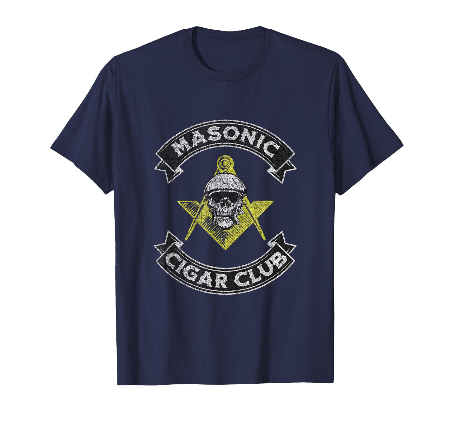 Masonic Cigar Club Smoking Skull Mason Symbol Freemason Fun Women Men T-Shirt