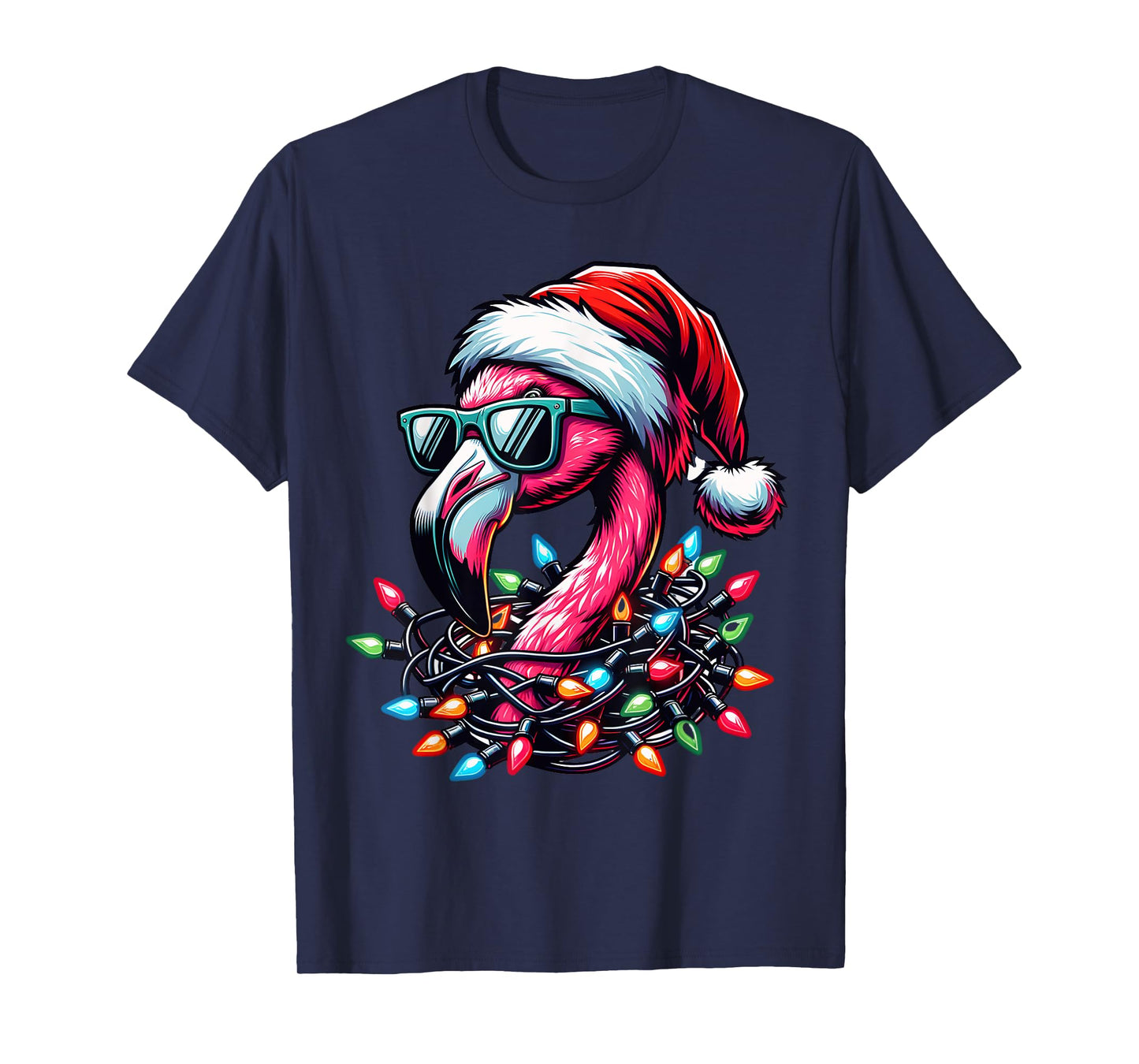 Funny Tropical Pink Flamingo Christmas in July Hawaii Summer T-Shirt