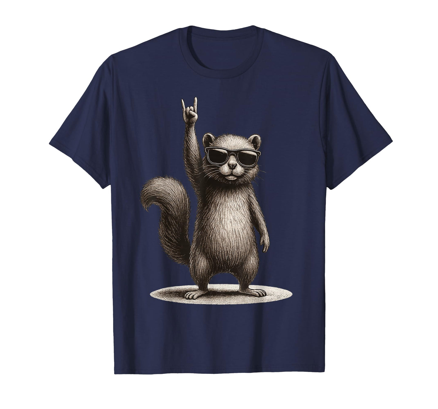 Retro Squirrel Rock Music Funny Gift Men Women Boy Girl Kid T-Shirt