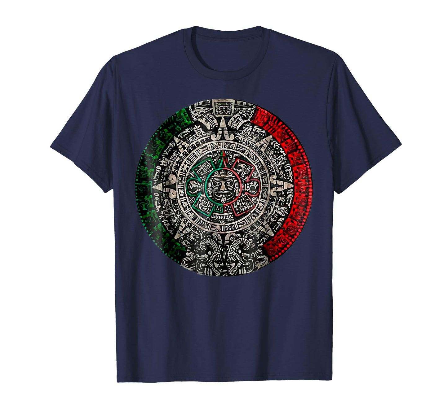 Aztec Calendar Sun Stone Mexican Art Carving Maya Mayans T-Shirt