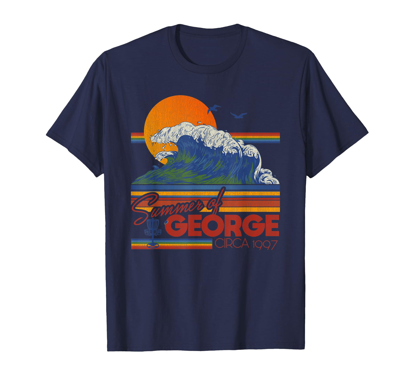 Vintage Retro The Summer Of George, Rainbow 90s Beach Wave T-Shirt