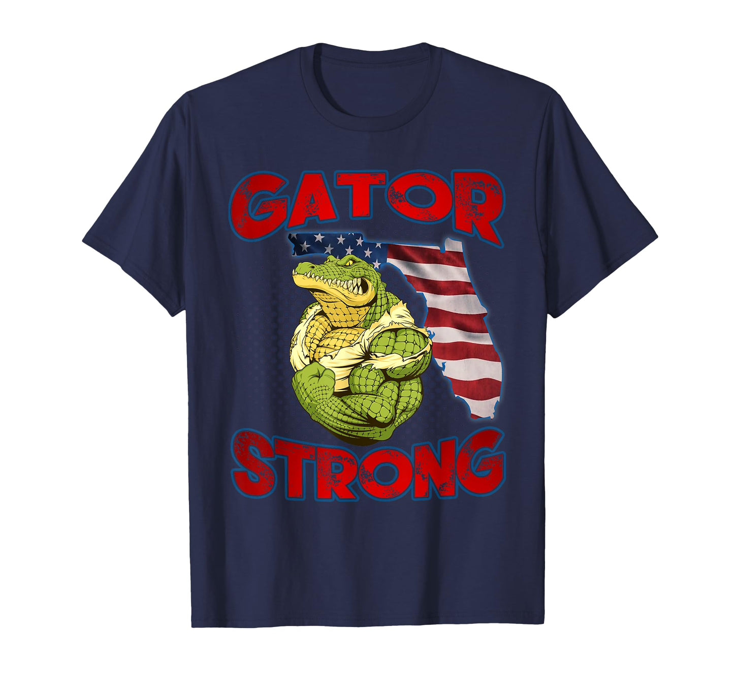 Gator Strong Florida State Gator American Flag Florida Map Women Kids Men T-Shirt