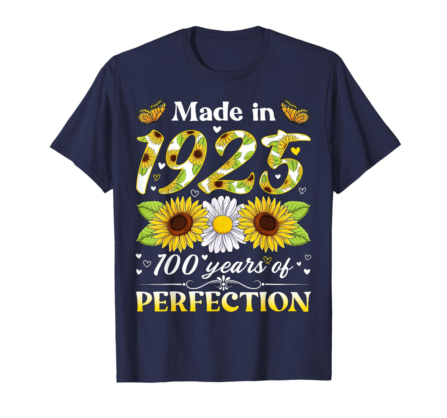 100 Years Old 1925 Sunflower Floral 100th Birthday Women T-Shirt