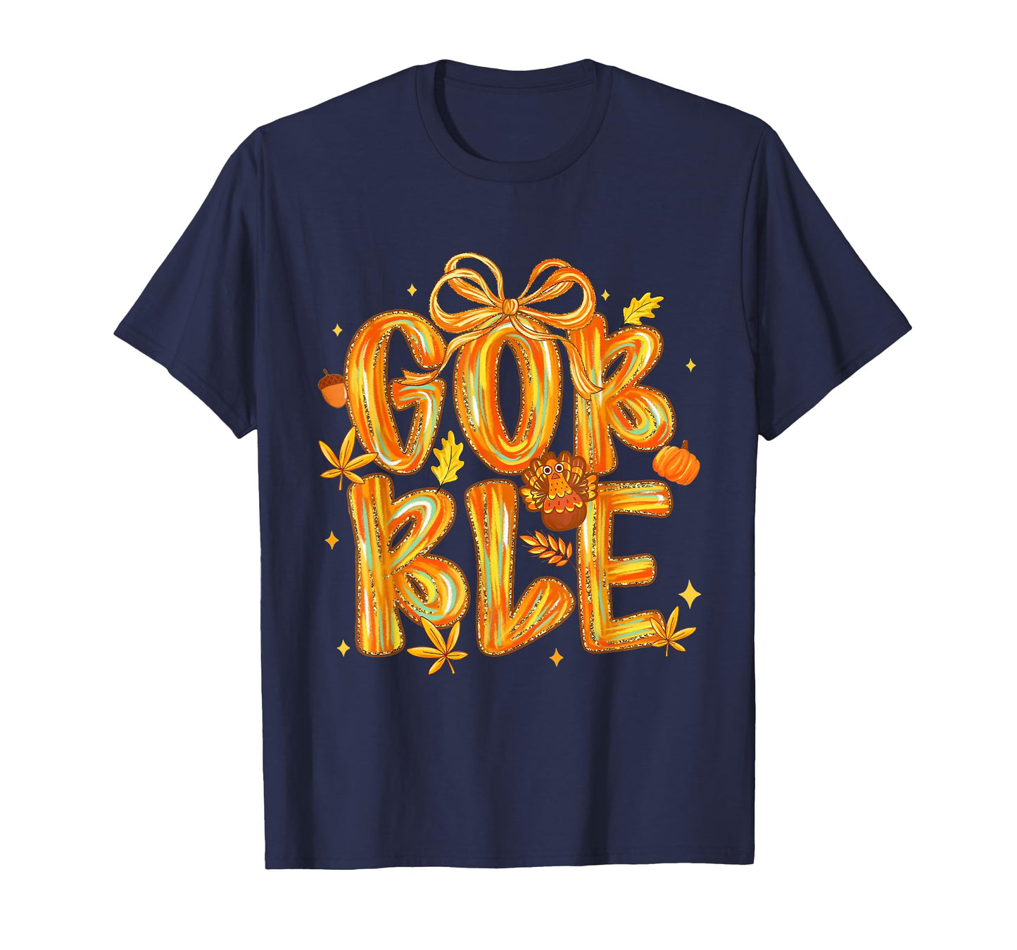 Gobble Turkey Coquette Fall Autumn Brushstroke Thanksgiving T-Shirt