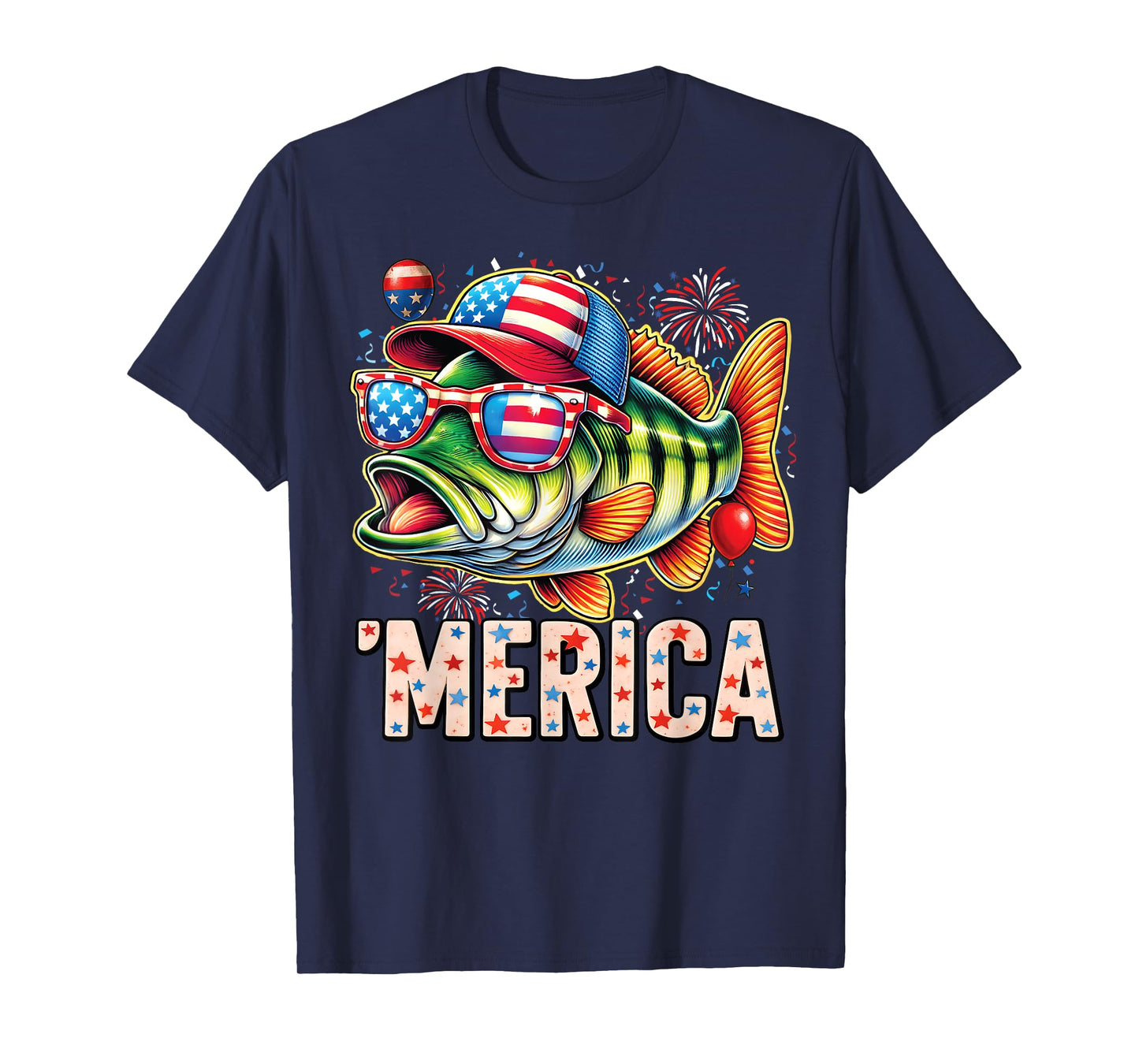 American Flag Fishing Lovers Fisherman Funny Fishing USA T-Shirt