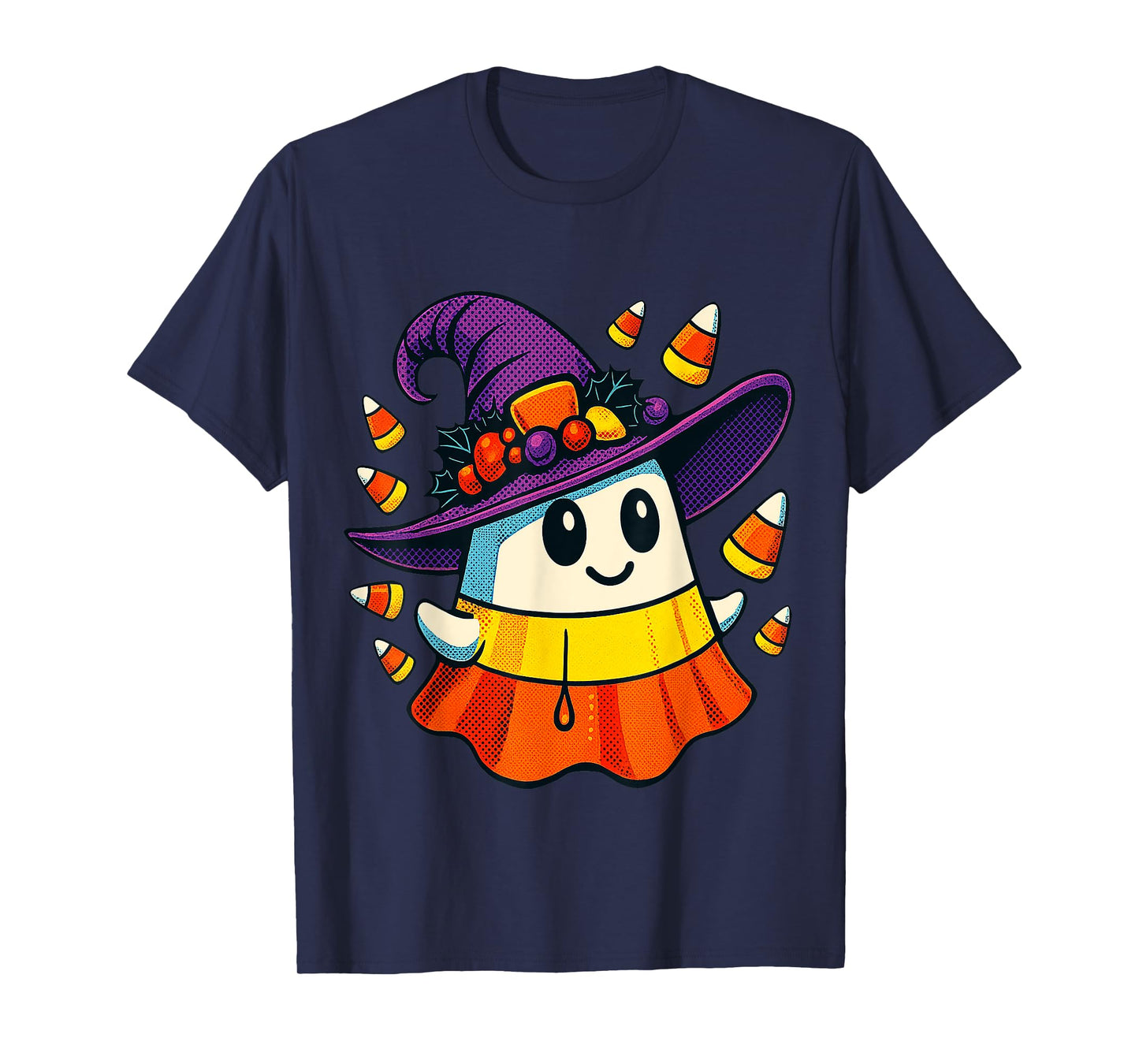 Halloween Ghost Candy Corn Witch Hat Trick Or Treat Kid Boy T-Shirt