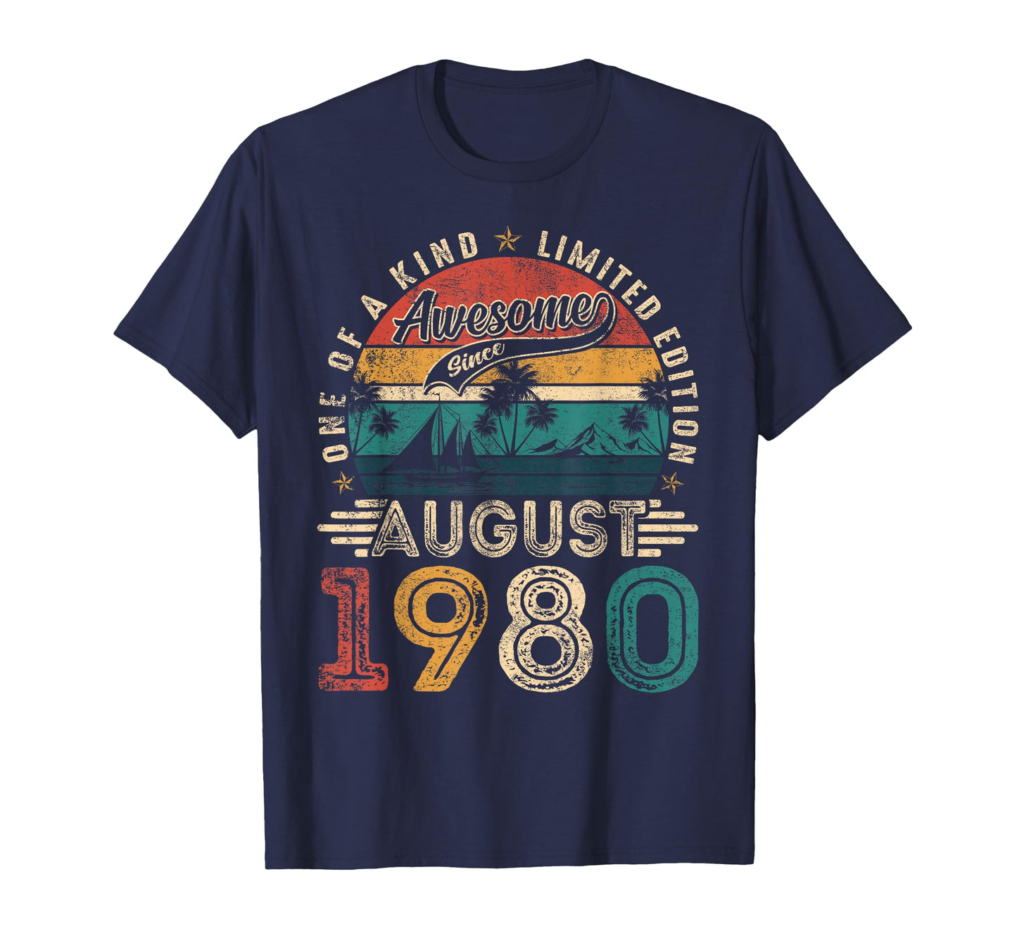 Awesome Since August 1980 Vintage Retro 45th Birthday Men T-Shirt