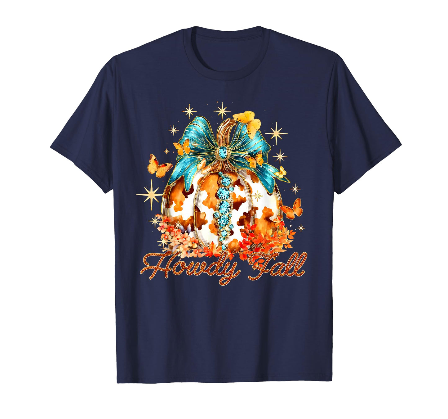 Howdy Fall Western Pumpkin Season Autumn Leaves Thanksgiving T-Shirt