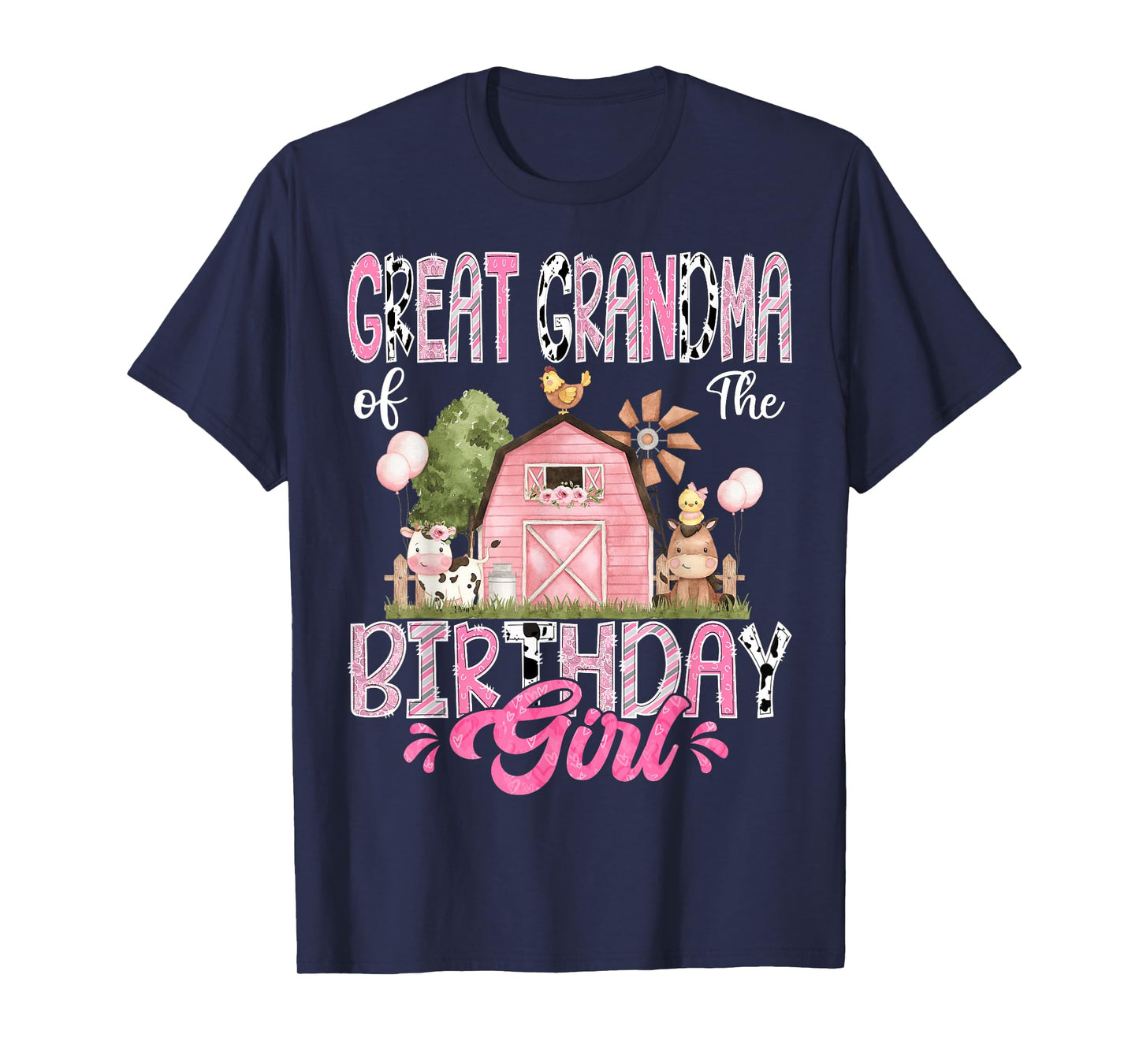 Great Grandma Of The Birthday Girl 1St Birthday Cow Farm T-Shirt