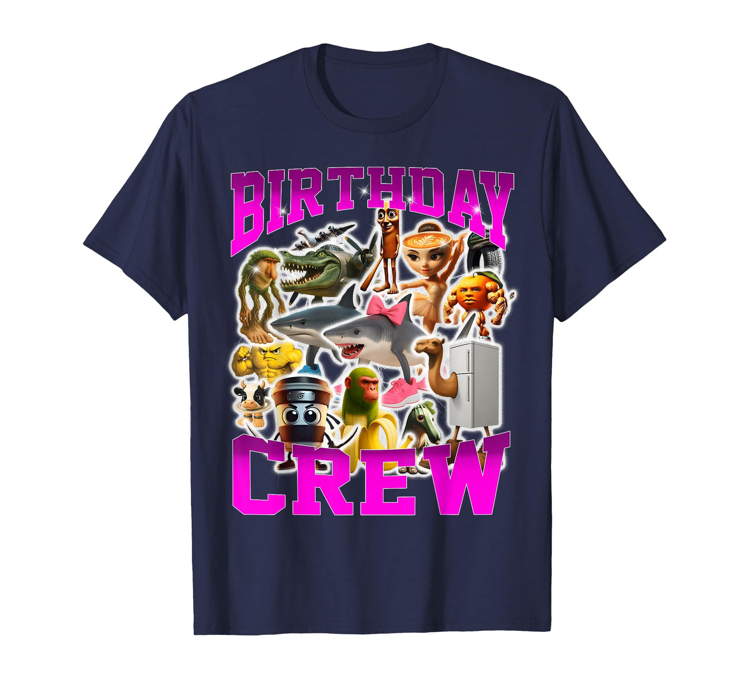 Birthday Crew Meme Funny Brainrot Design T-Shirt