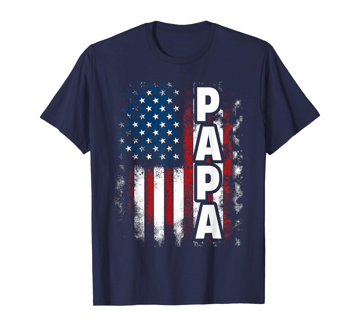 Papa American Flag Fathers Day From Grandkids Son Daughter T-Shirt