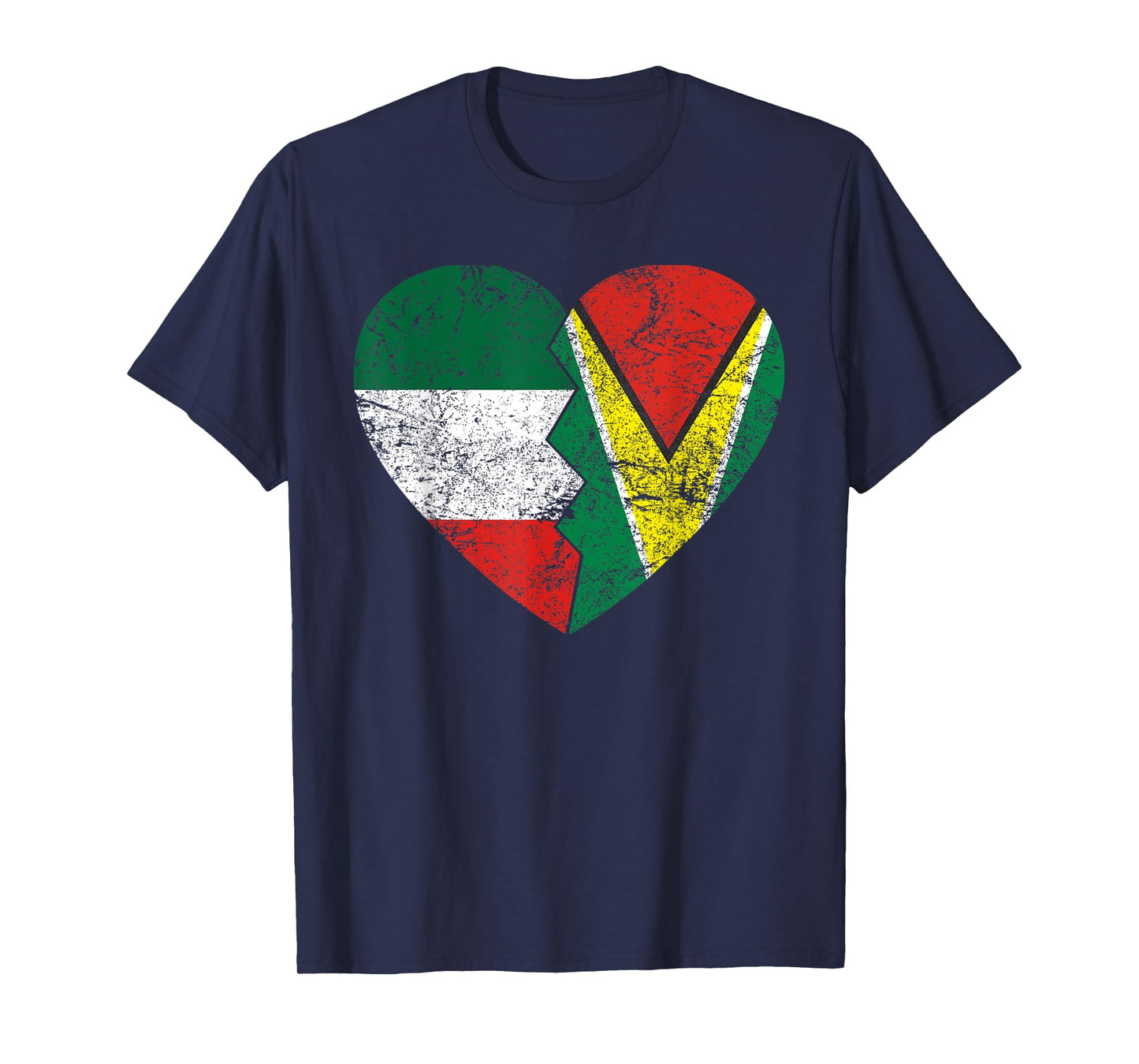 Guyanese Italian Flags Heart | Italy Guyana Roots Vintage T-Shirt