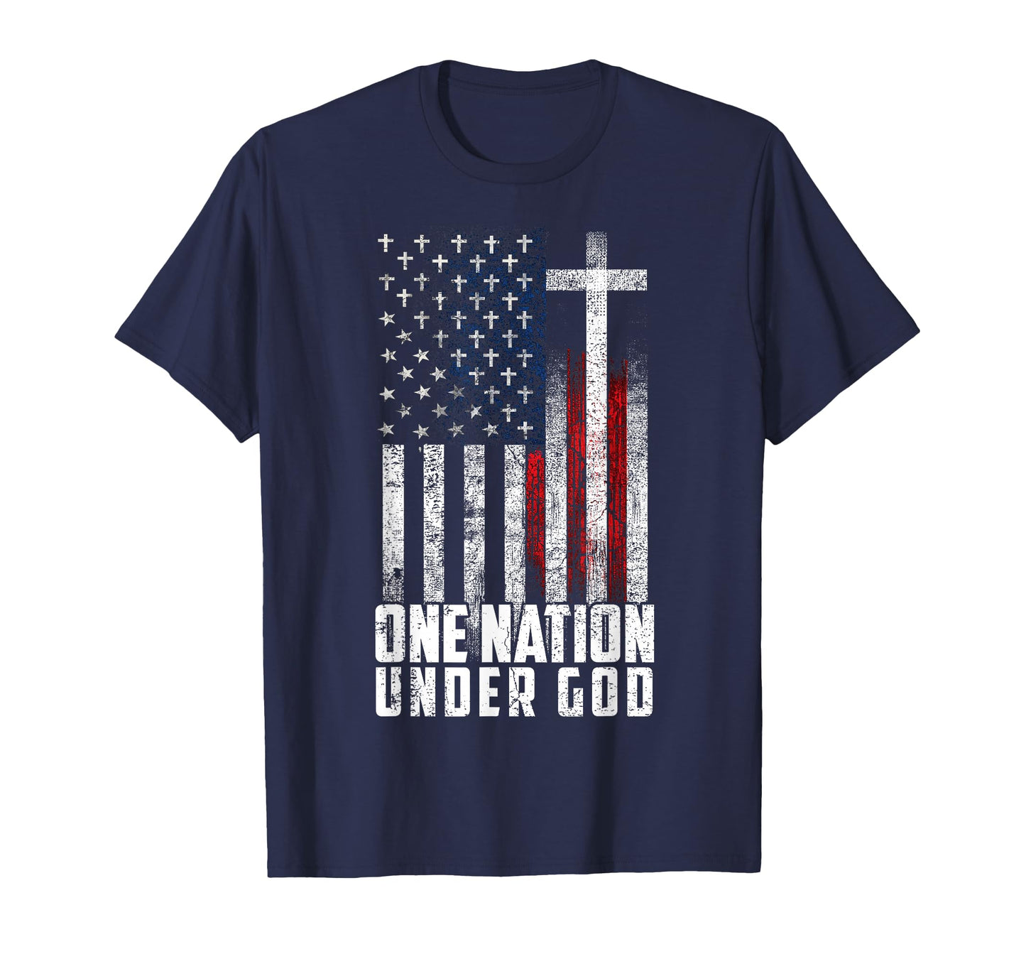 One Nation Under God Flag 4th Of July Patriotic Christian T-Shirt