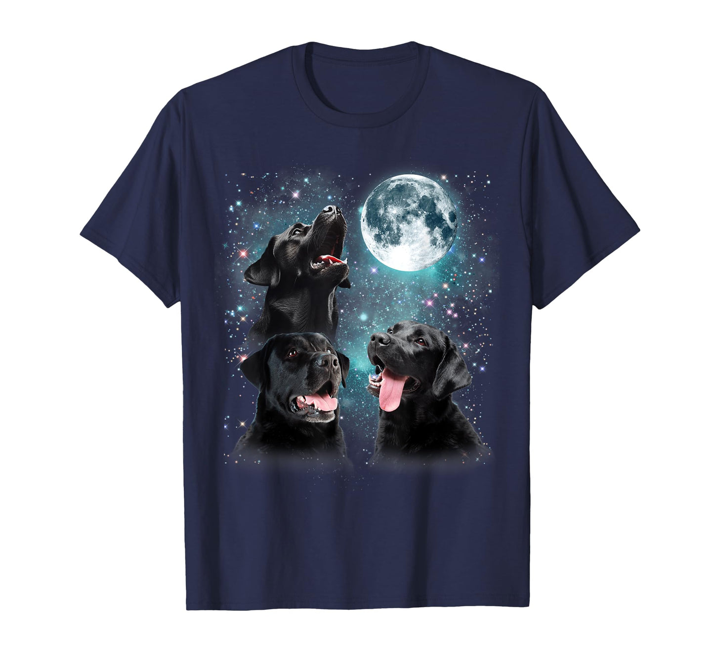 3 Black Lab Moon Howling Lab Head Funny Gifts For Men Women T-Shirt