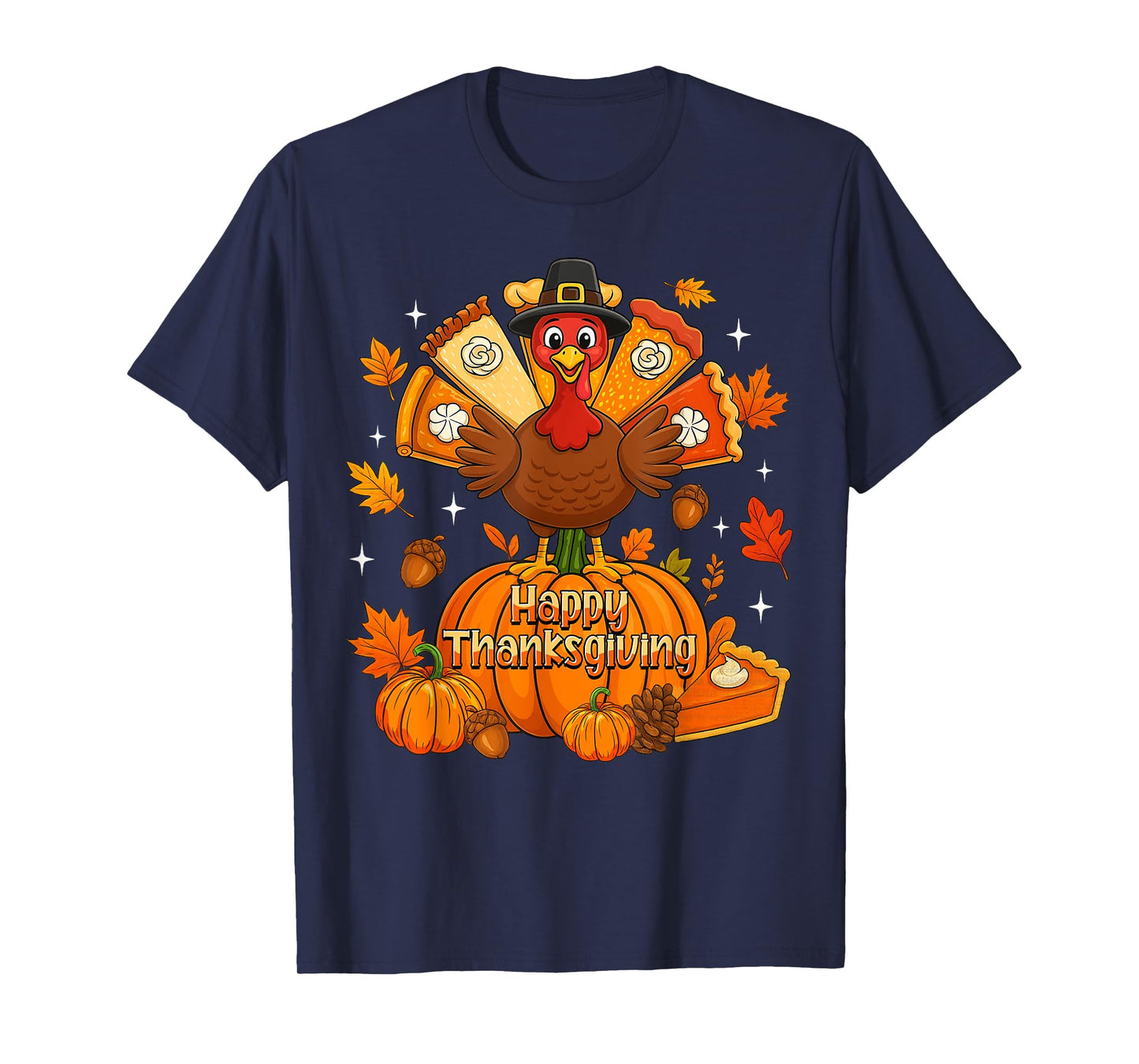 Happy Thanksgiving Autumn Pumpkin Thankful Turkey Boys Kids T-Shirt