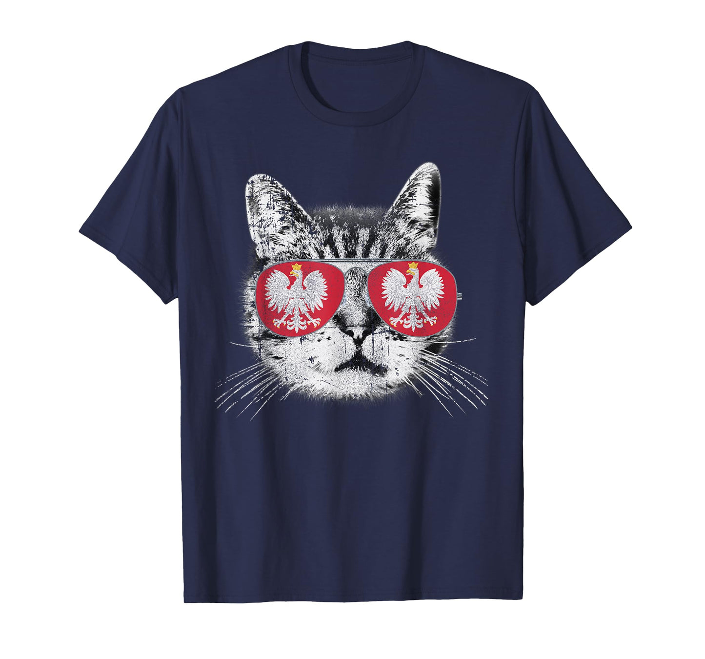 Polish Poland - Flag Cat Vintage Men Women Graphic Cool T-Shirt