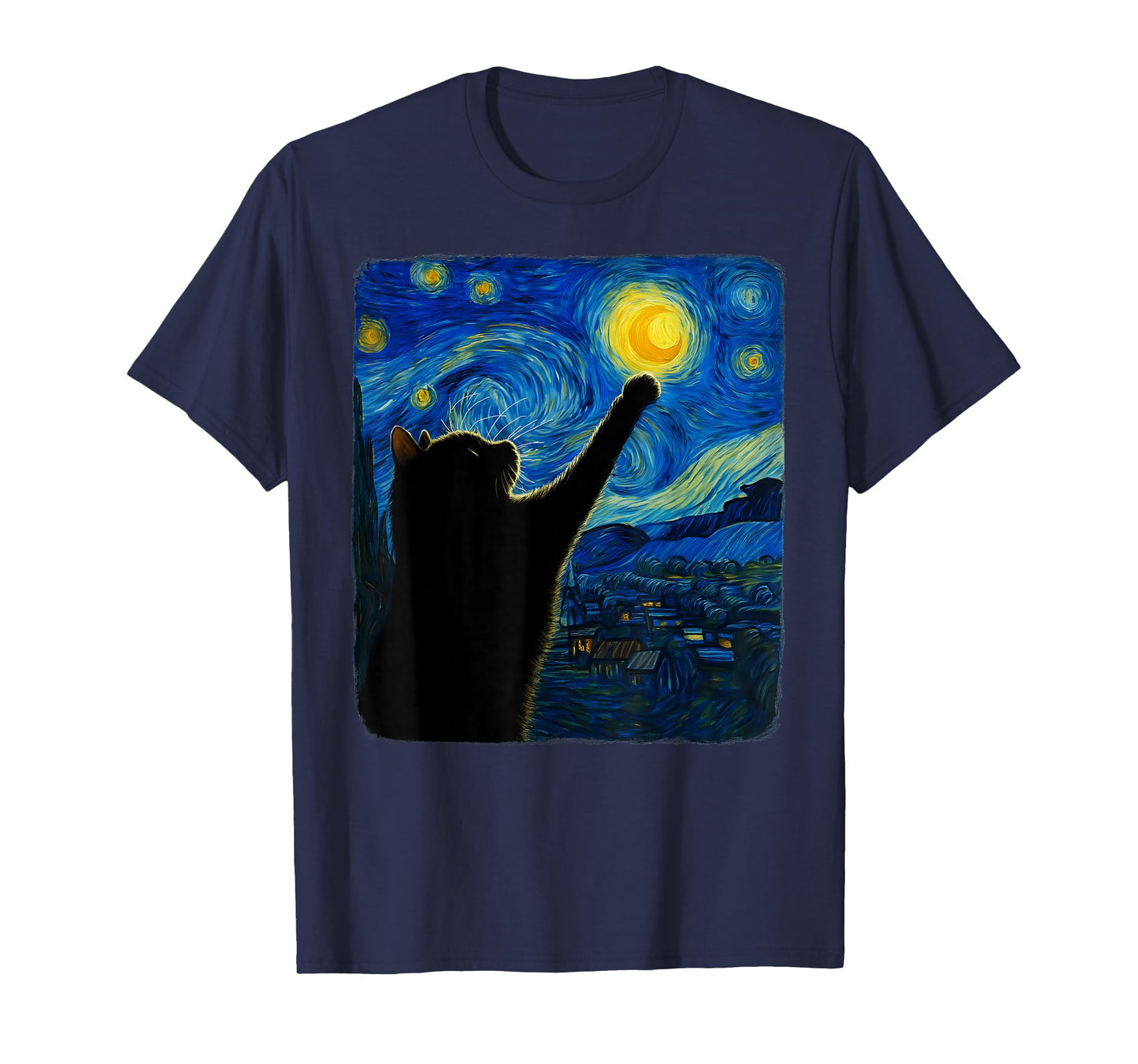 Starry Night Cat, Van Gogh Cat, Cat Lover, Cat Mom, Cat Dad T-Shirt