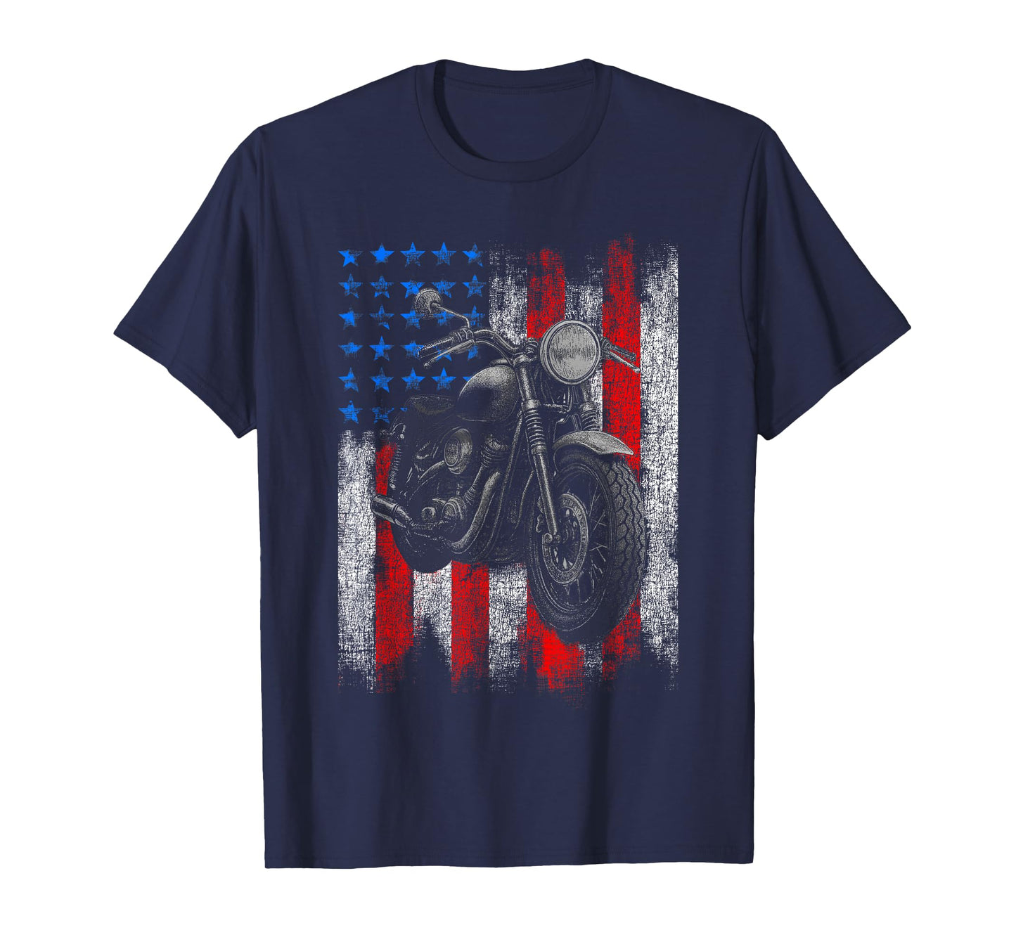 Motorcycle Graphic Men's Biker American Flag T-Shirt