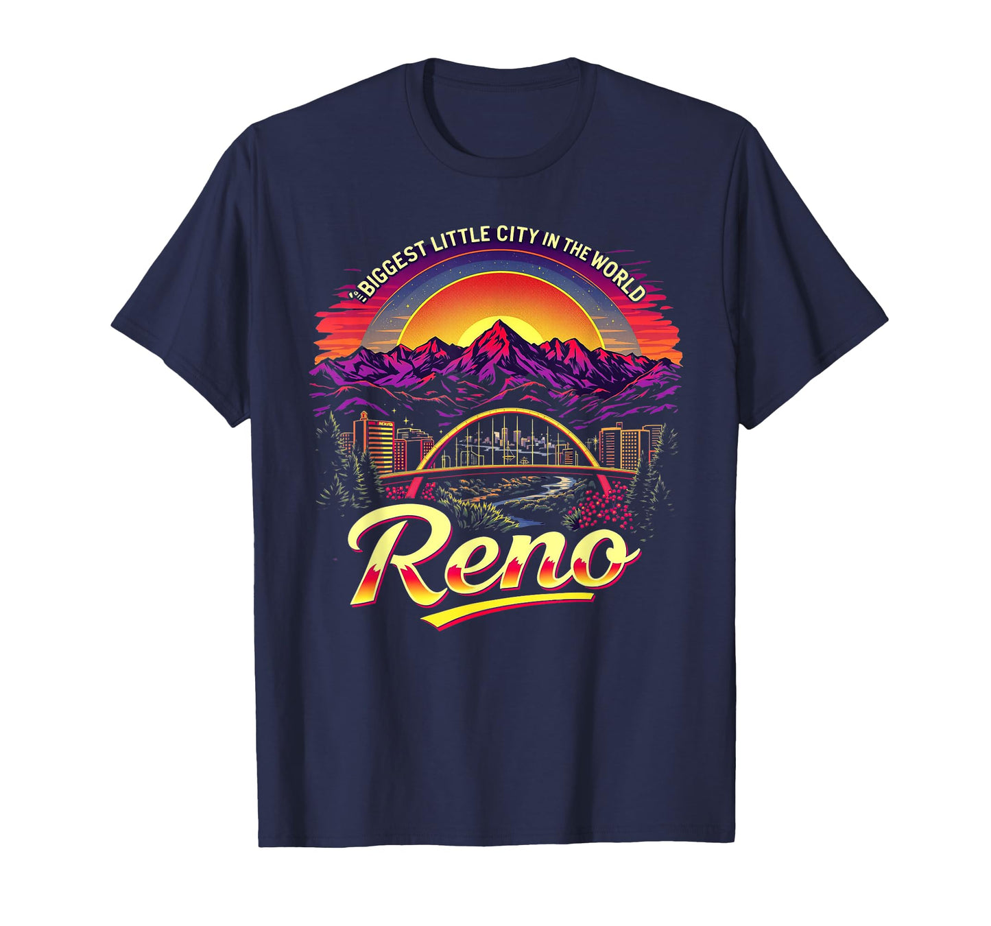Vintage Reno Nevada Sunset Skyline Cityscape T-Shirt
