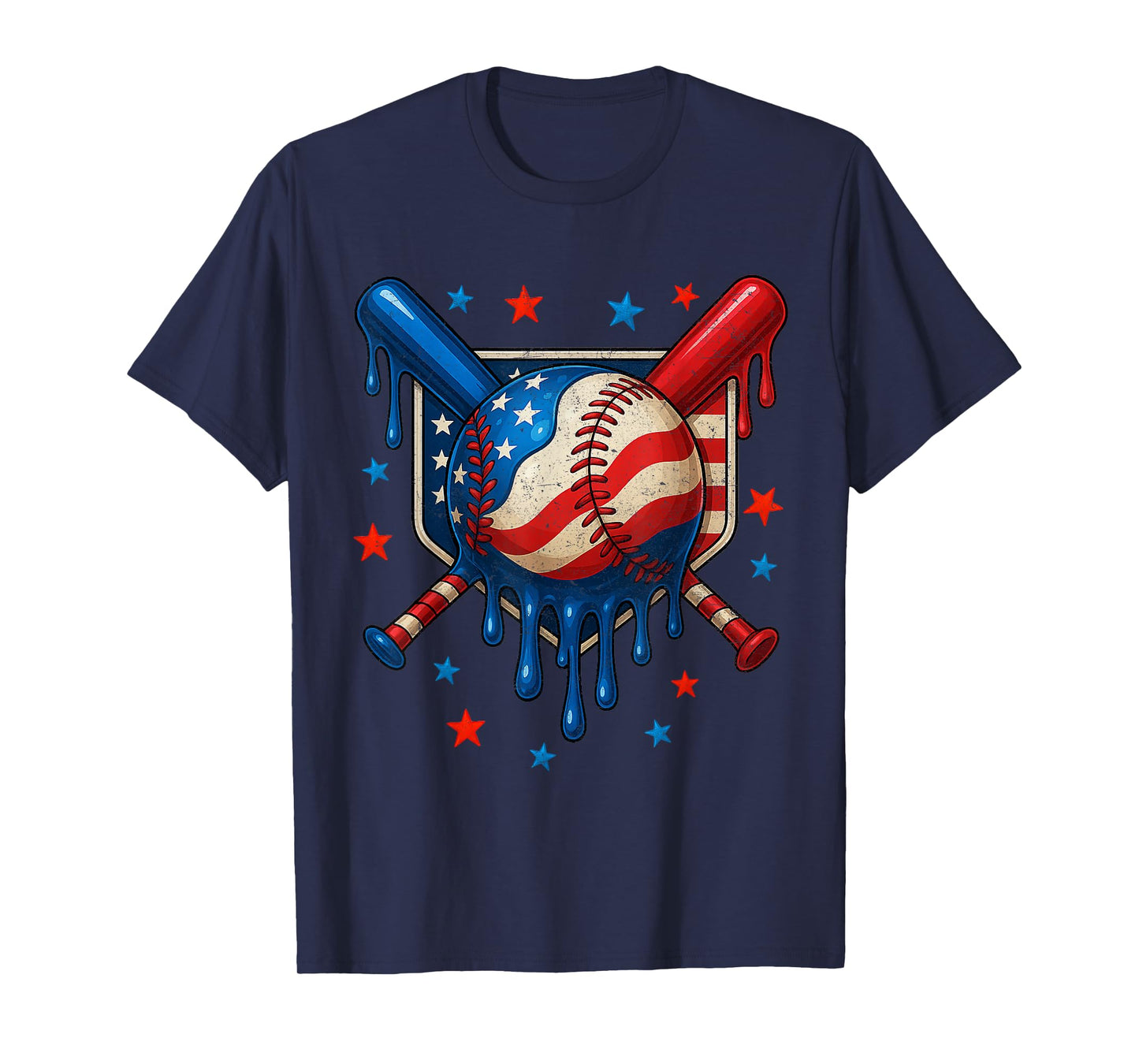 4th Of July Baseball Drip Patriotic American Flag Boys Mens T-Shirt