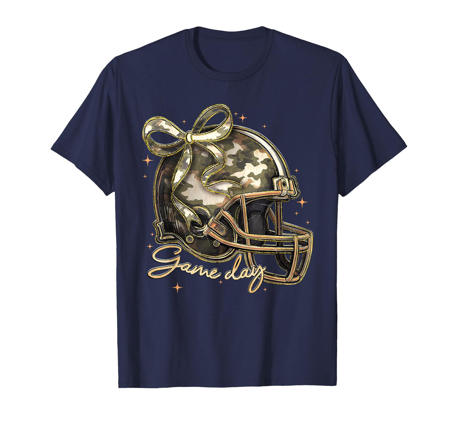 Football Coquette Bow Game Day Touchdown Season Helmet Camo T-Shirt
