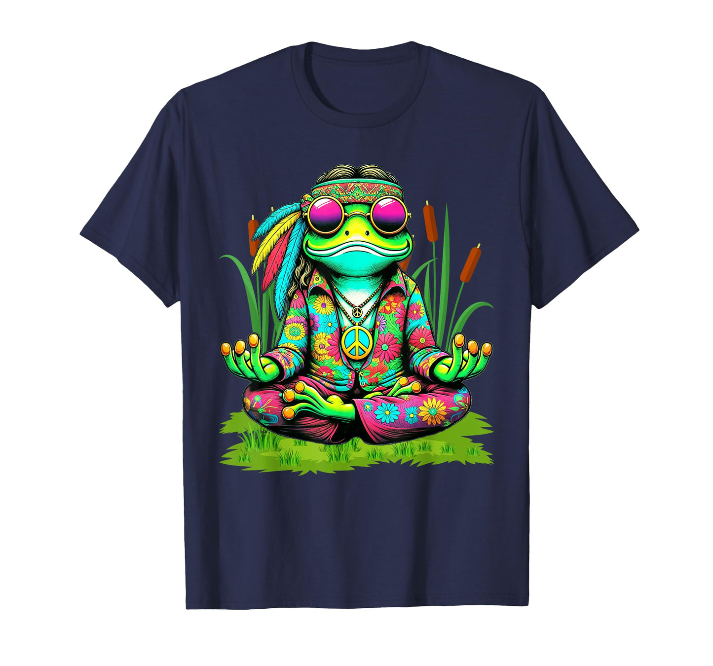 Frog Peace Sign Sunglasses Hippie T-Shirt