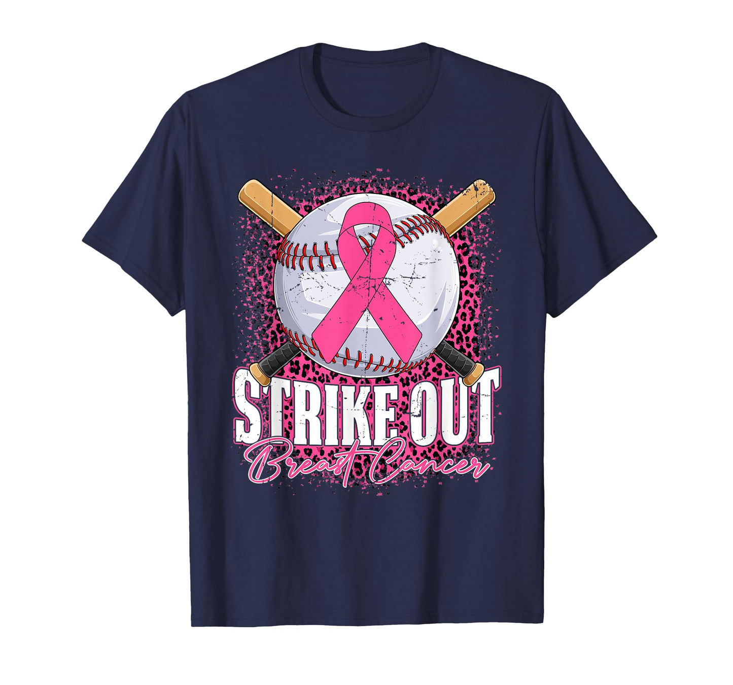 Strike Out Breast Cancer Baseball Ball & Pink Ribbon Women T-Shirt