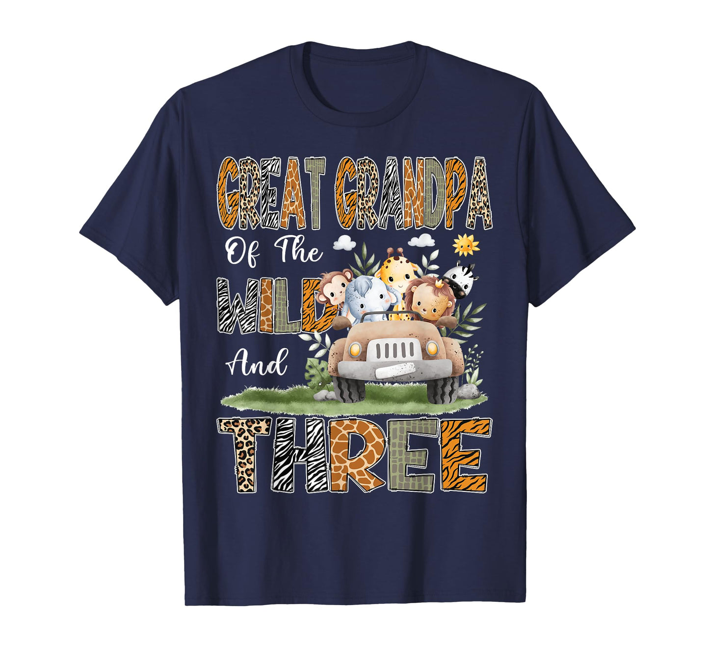 Great Grandpa Of The Wild Three 3Rd Birthday Safari Animal T-Shirt